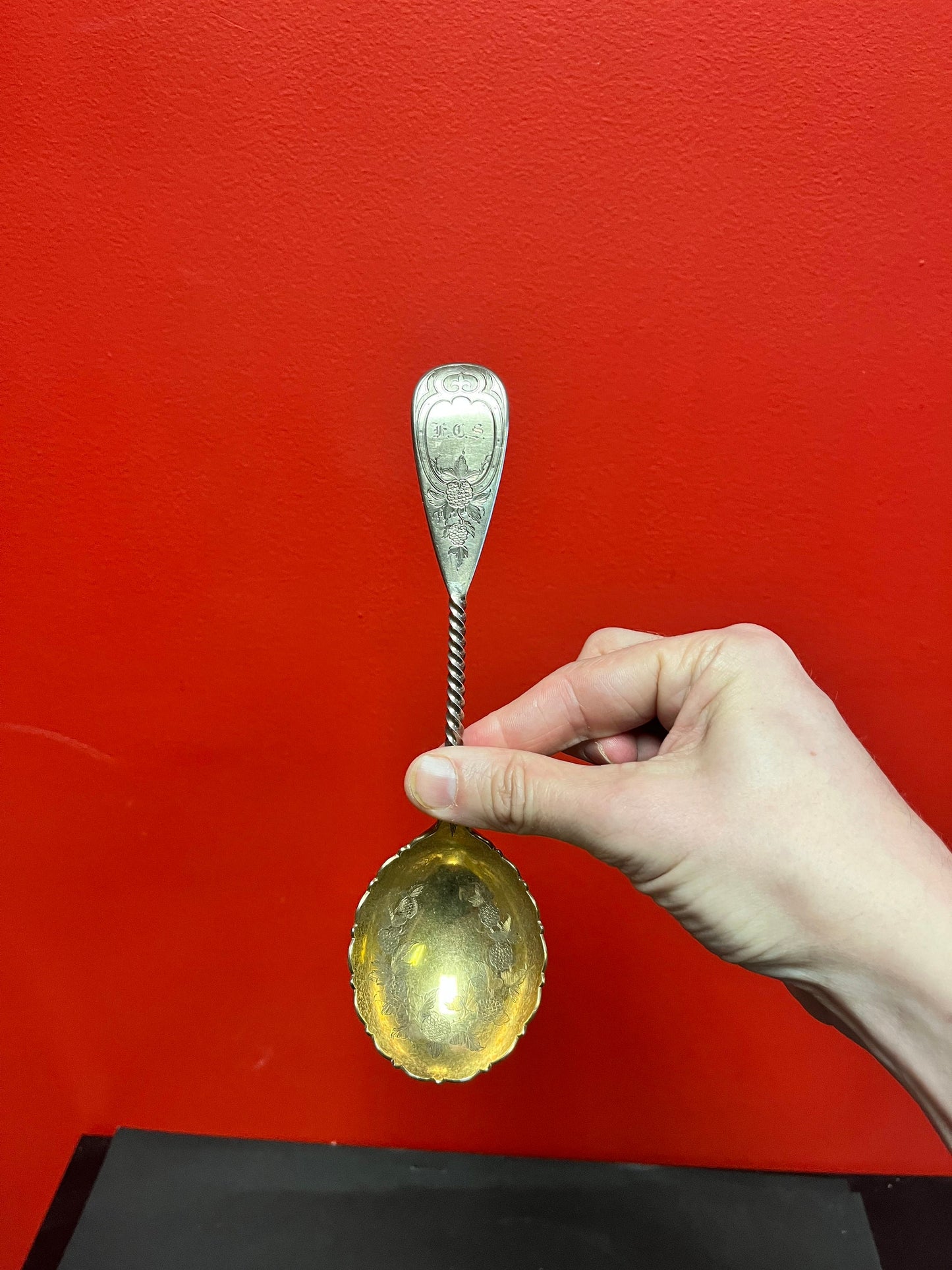 A  Lovely very heavy ornate sterling 925 serving spoon  ready to gift or use