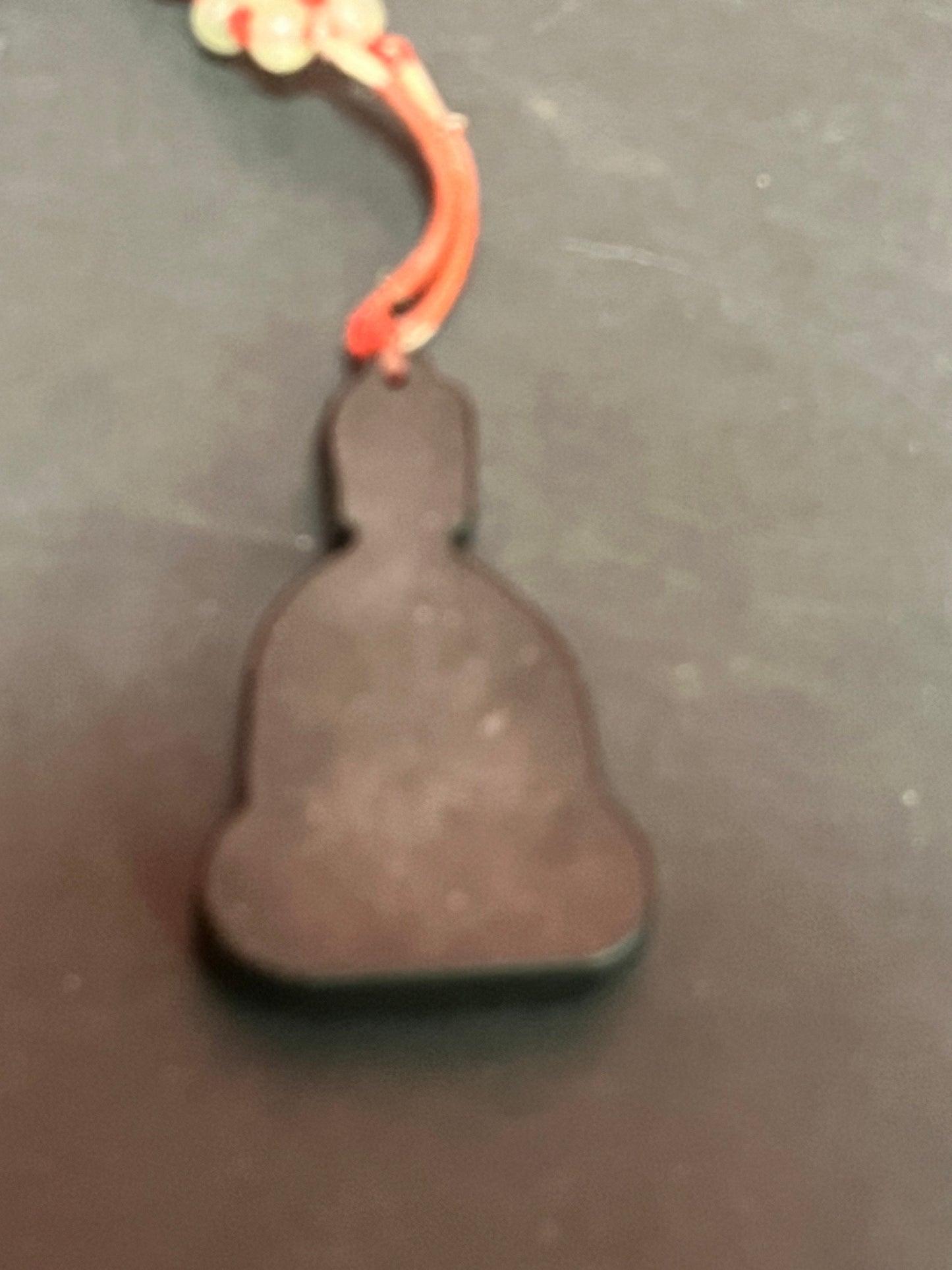 2.5 inch long older Asian black stone, Buddha pendant with original necklace   lovely detail