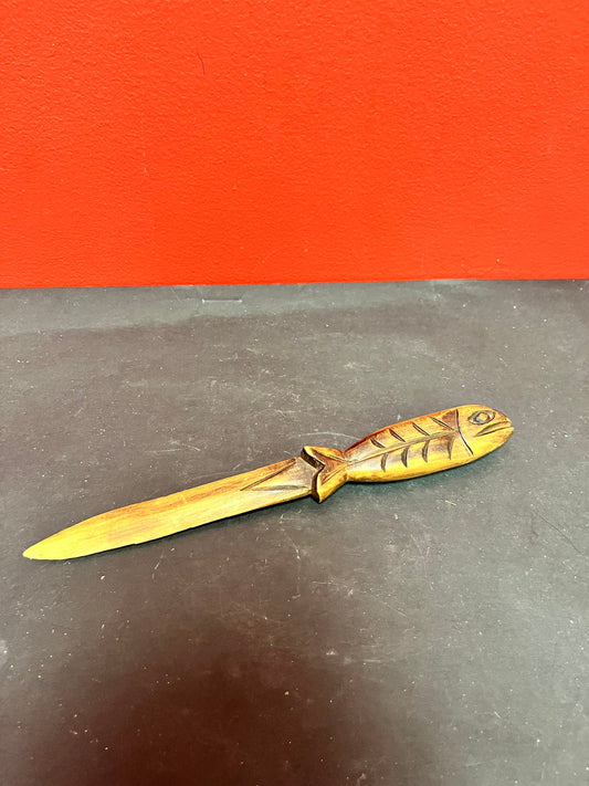 Lovely 10 inch long unsigned salmon letter opener  indigenous First Nations Pacific Northwest Coast