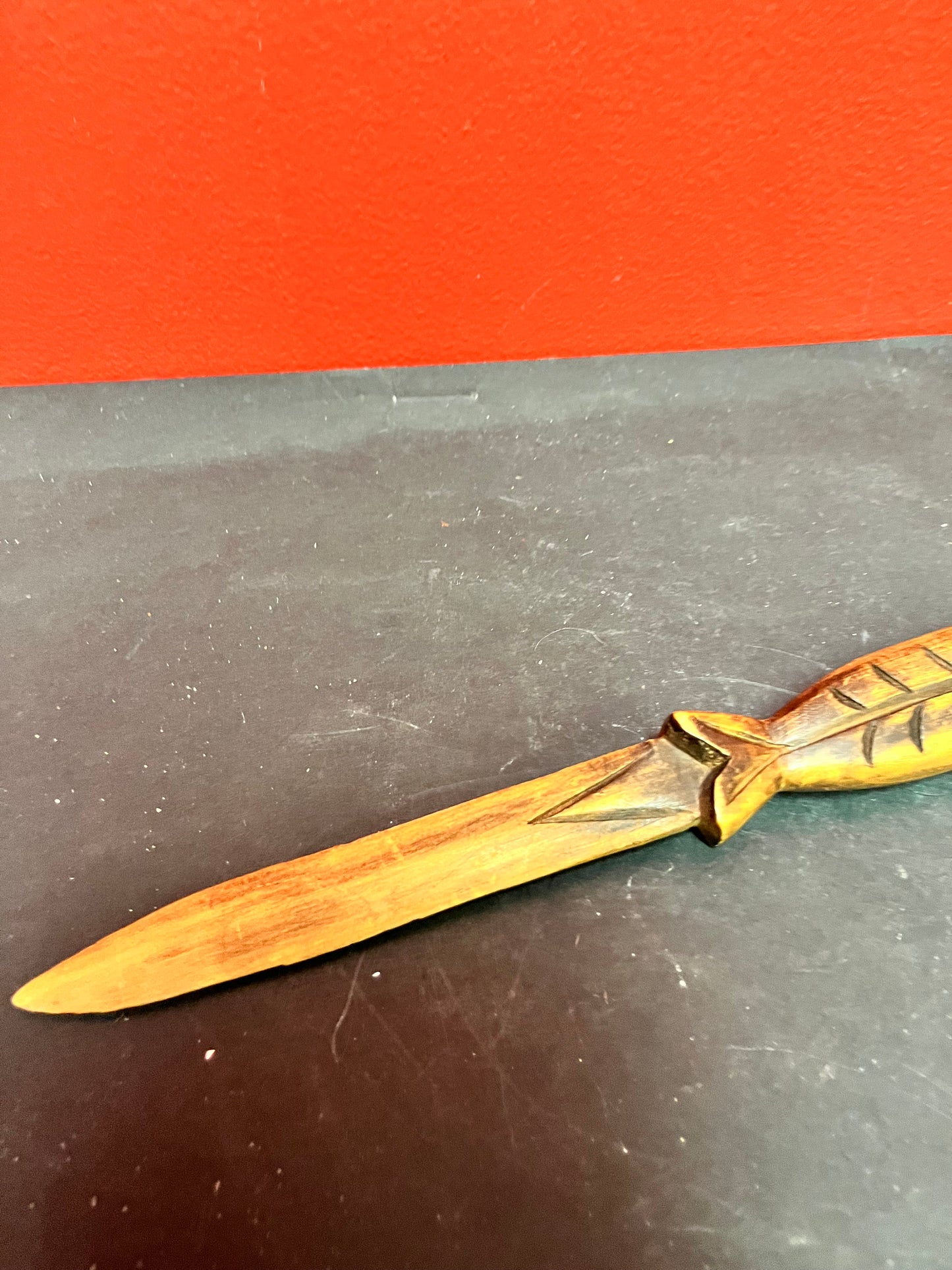 Lovely 10 inch long unsigned salmon letter opener  indigenous First Nations Pacific Northwest Coast