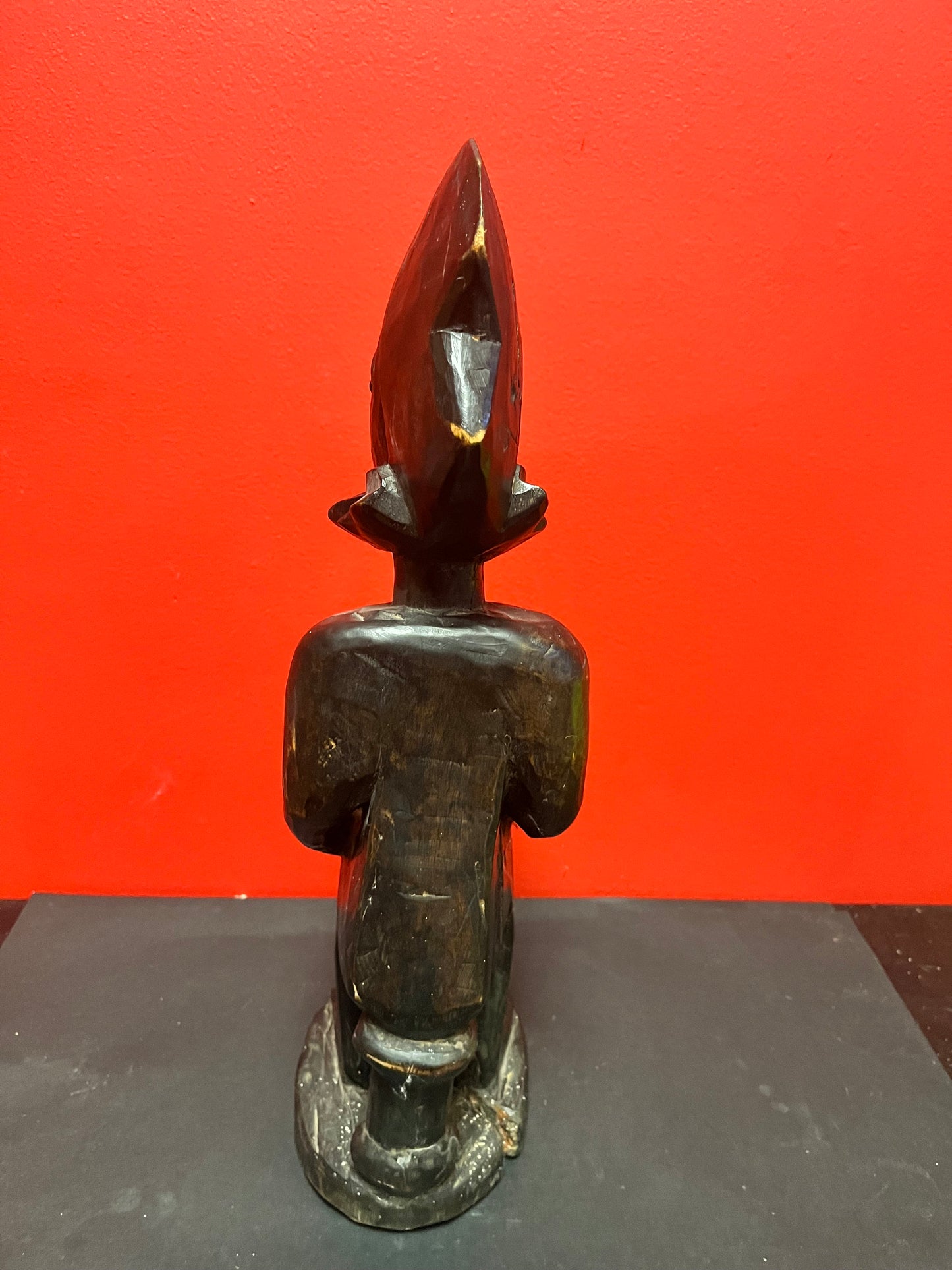 Stunning old African wooden statue of a man  18 inches in antique condition  wonderful patina, and great imagery