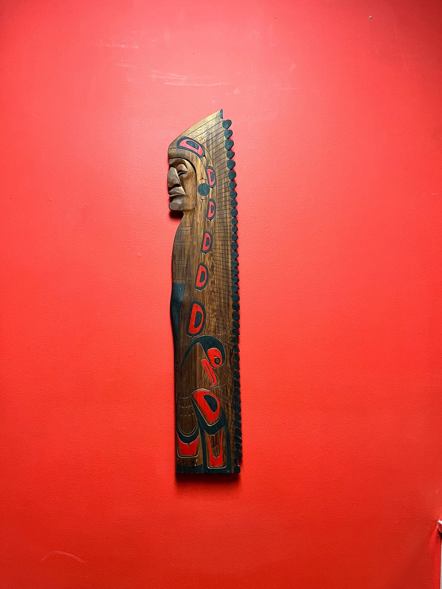 32 x 6 inch stunning Tyrone Joseph indigenous, first nations, Pacific Northwest coast, Squamish chief plaque  beautiful piece