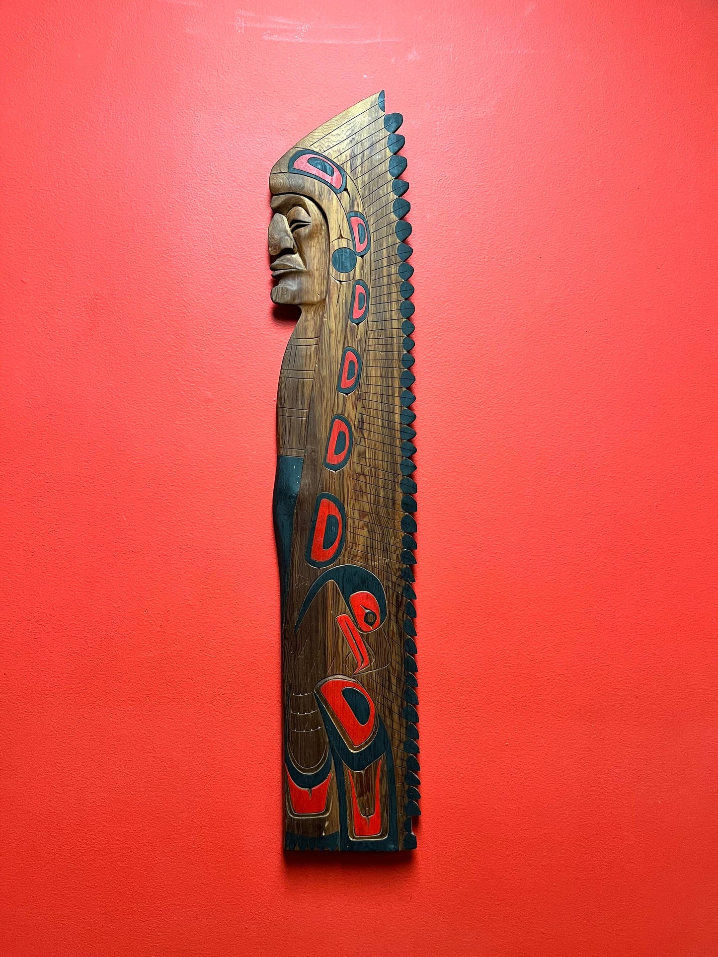 32 x 6 inch stunning Tyrone Joseph indigenous, first nations, Pacific Northwest coast, Squamish chief plaque  beautiful piece