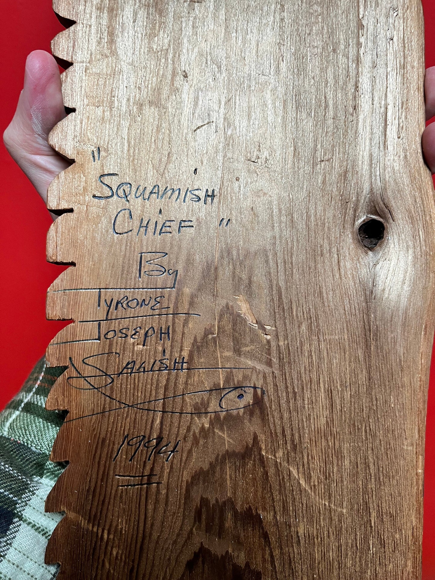 32 x 6 inch stunning Tyrone Joseph indigenous, first nations, Pacific Northwest coast, Squamish chief plaque  beautiful piece