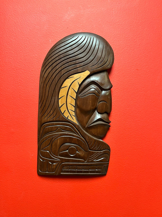 Lovely 14 x 7 Chester, Joseph, authentic indigenous, first nations, Pacific Northwest coast plaque great detail and unusual imagery