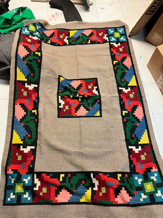 An  Absolutely stunning vintage Navajo wool  carpet rug in perfect condition   authentic fabulous colours  78 x 49  wow