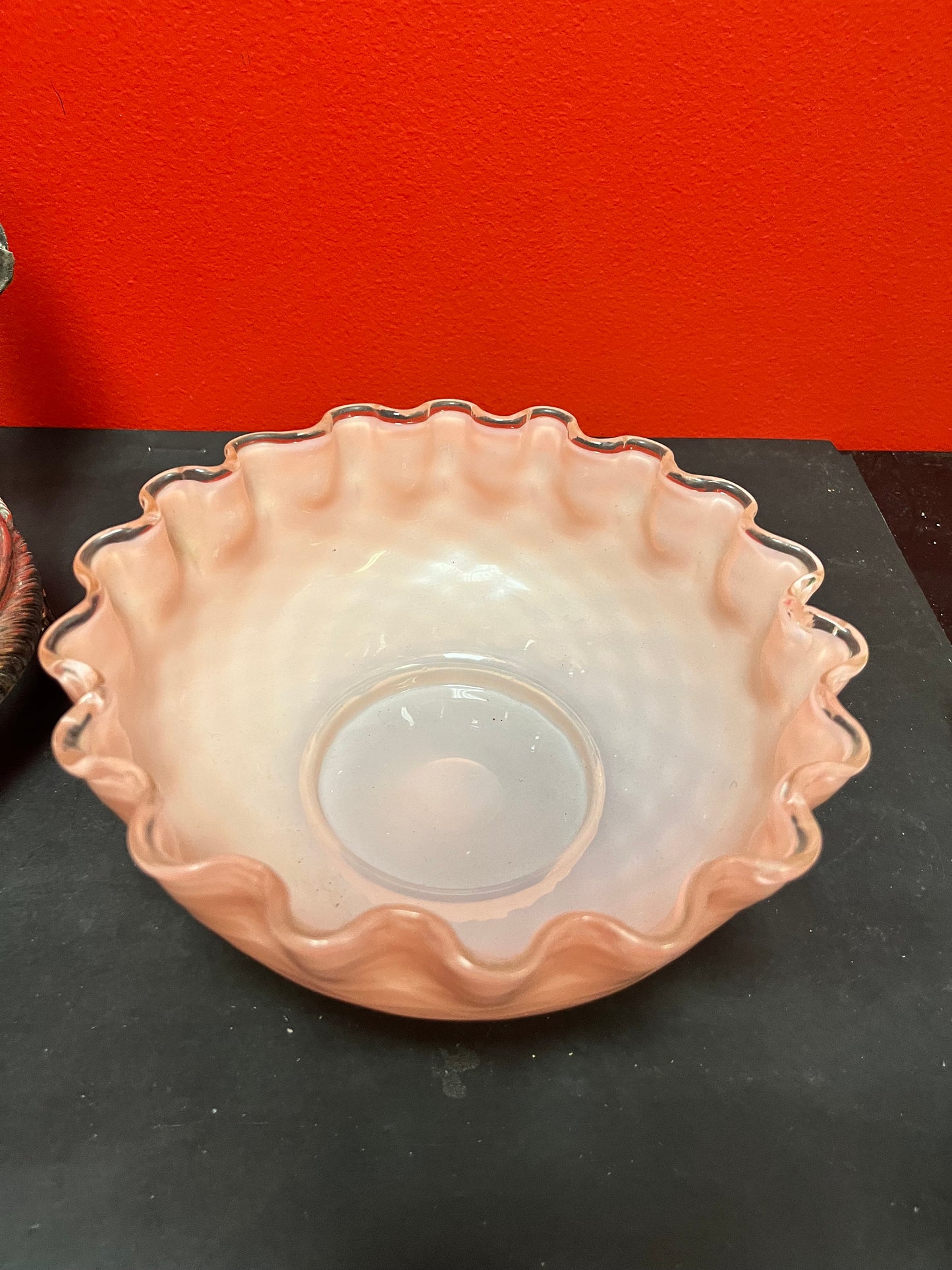 Stunning 11 x 11 antique silver plated and Venetian glass bridal basket  authentic and mint condition