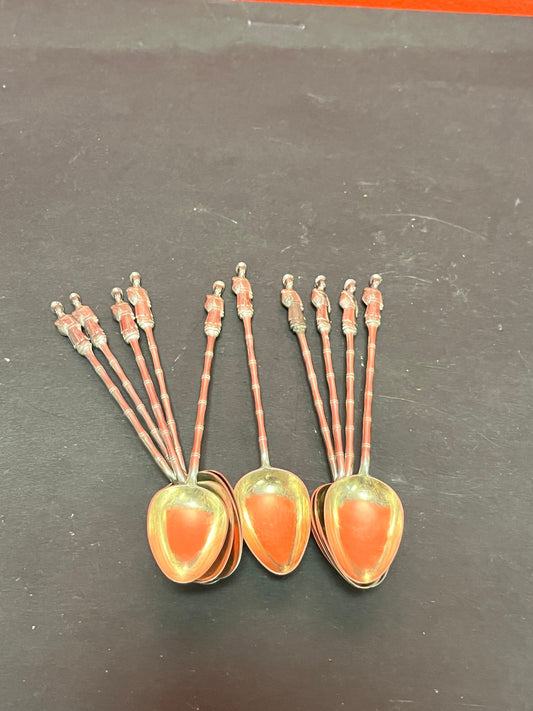 Set 10 untested Chinese sterling silver 5 inch teaspoons  great value