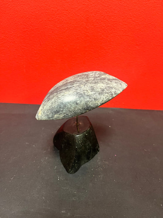 Stunning indigenous Inuit 6 inch tall, abstract soapstone bird on stand - Breathtaking simplicity