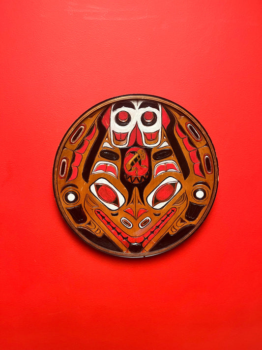 Beautiful unique 14 inch indigenous northwest coast Native signed plaque, ready to hang  primitive beauty