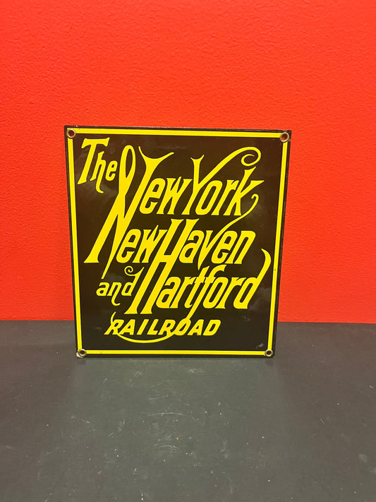 Fabulous 9 x 8 New York railroad enamel sign in perfect condition - authentic American railroad history