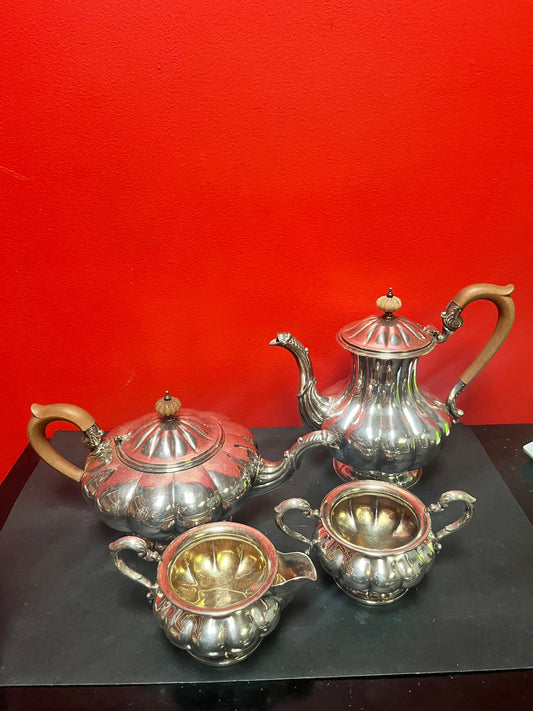 Lovely antique silver plate, four piece of coffee and tea service   English in very good condition  great value
