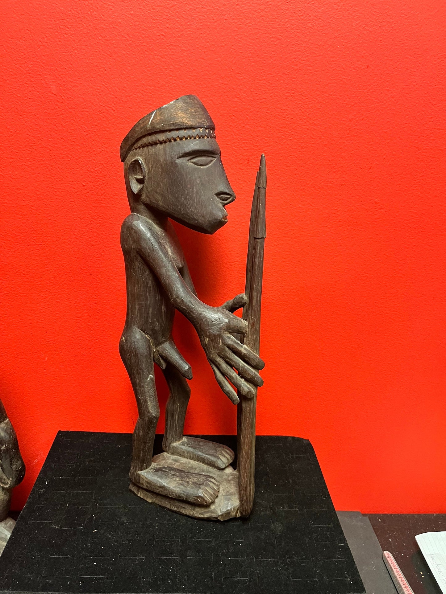 Stunning rare antique African lobi statue  couple small cracks  wonderful imagery and Patina- 16 inches tall