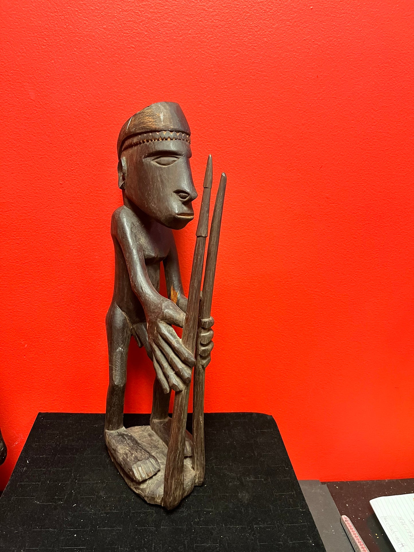 Stunning rare antique African lobi statue  couple small cracks  wonderful imagery and Patina- 16 inches tall