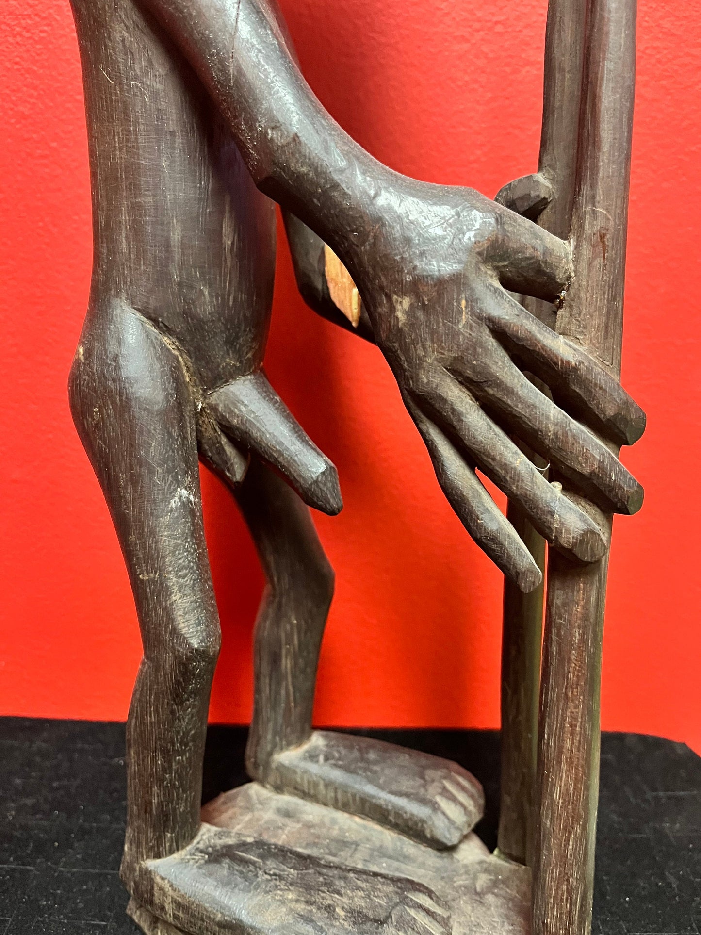 Stunning rare antique African lobi statue  couple small cracks  wonderful imagery and Patina- 16 inches tall