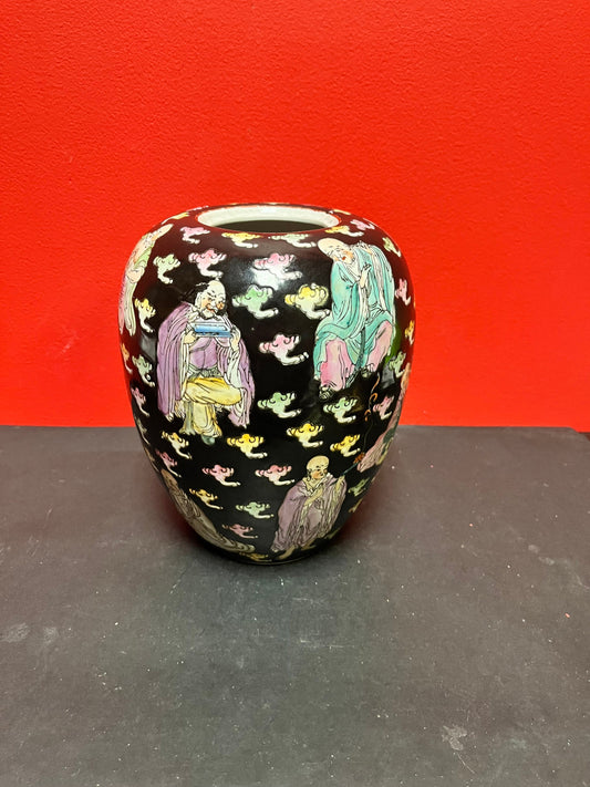 Stunning antique Chinese, 9 inch porcelain vase   heavily decorated with a unique Buddha scene and a stunning piece