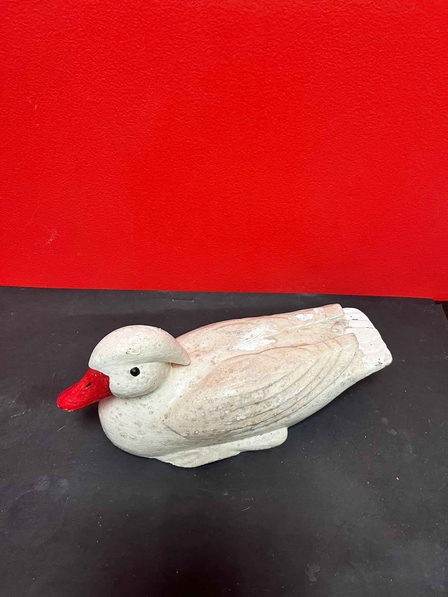 Stunning antique Canadia painted wood duck decoy  Many many layers of paint on this antique beauty