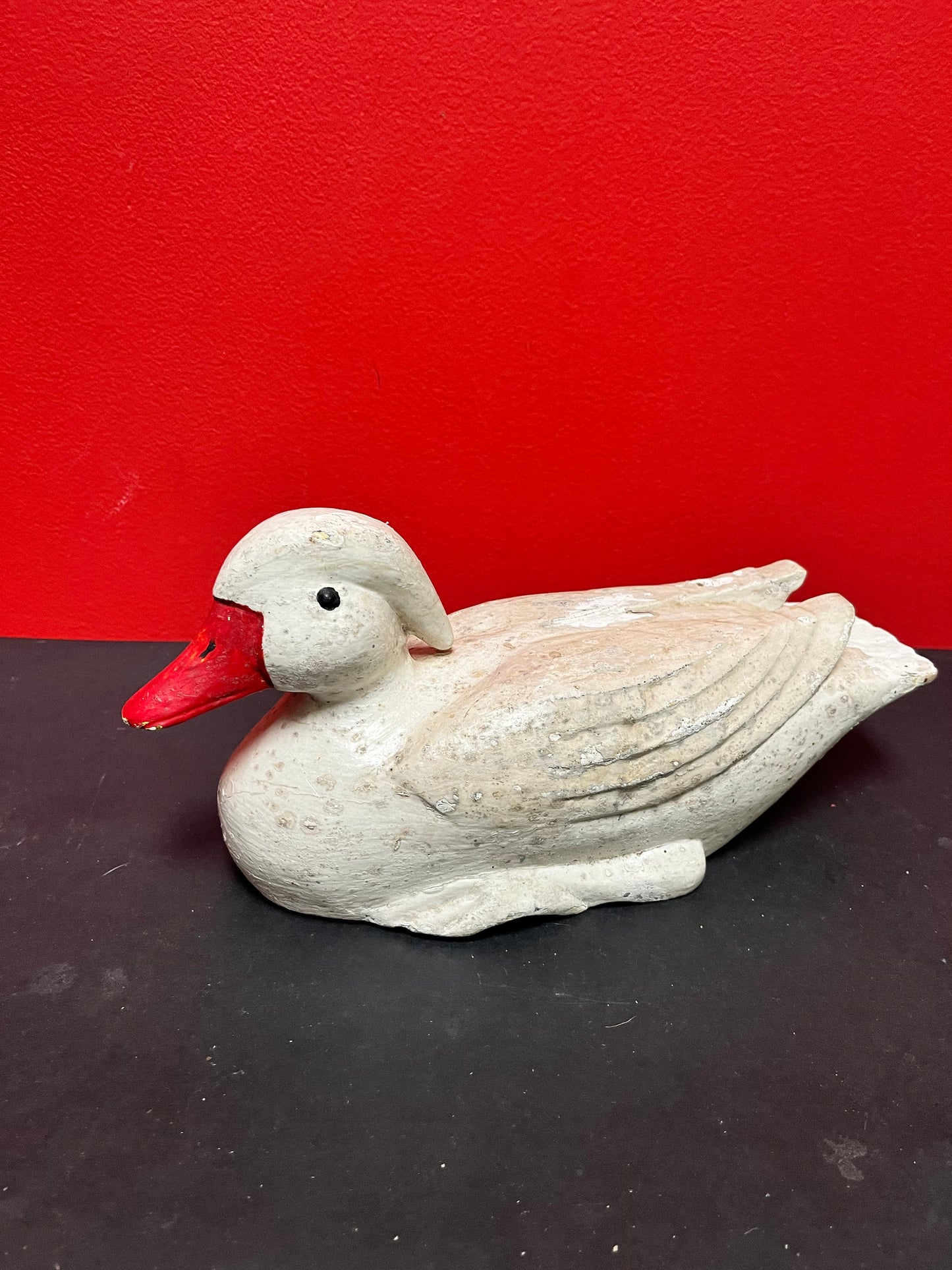 Stunning antique Canadia painted wood duck decoy  Many many layers of paint on this antique beauty