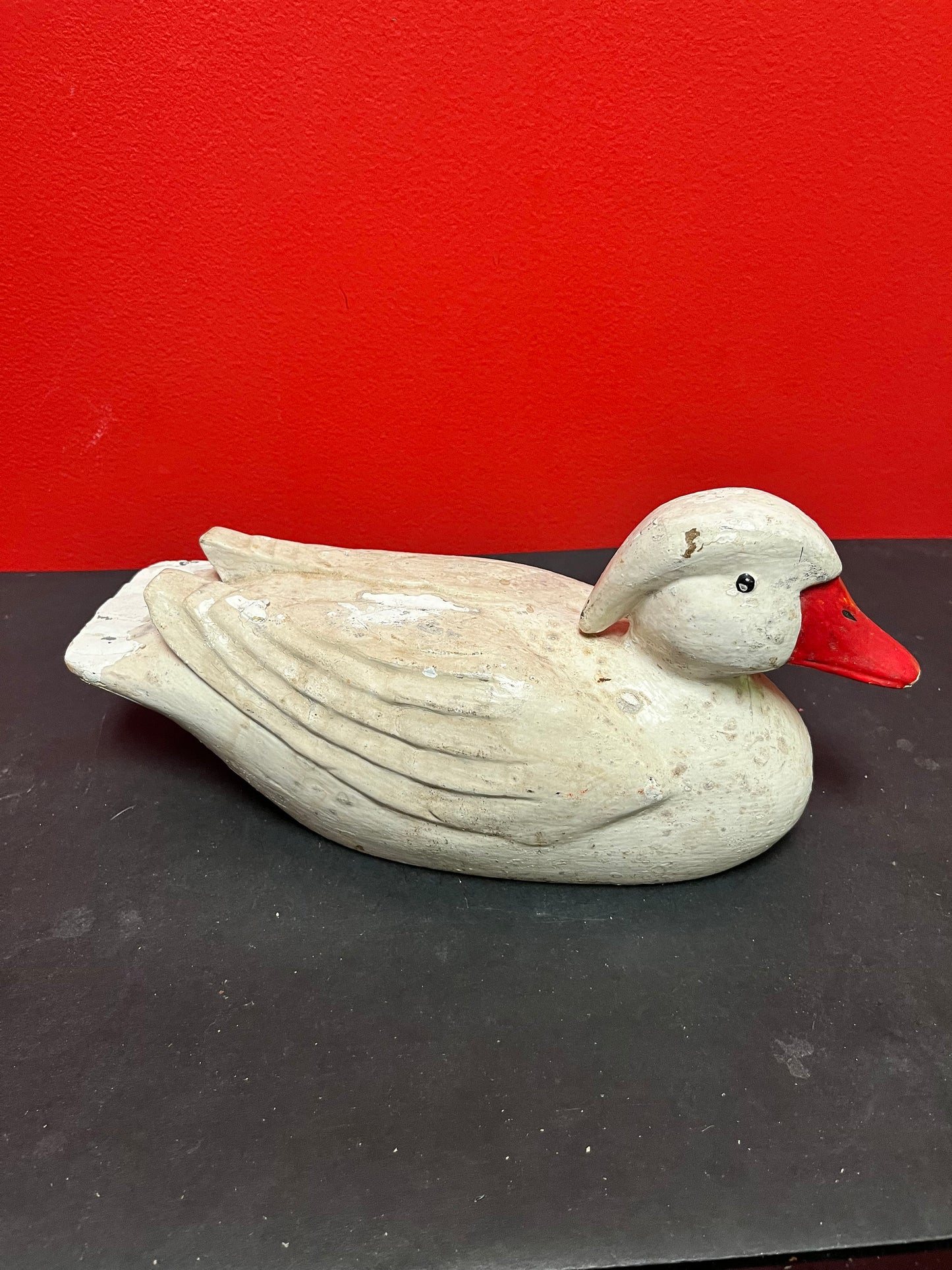 Stunning antique Canadia painted wood duck decoy  Many many layers of paint on this antique beauty