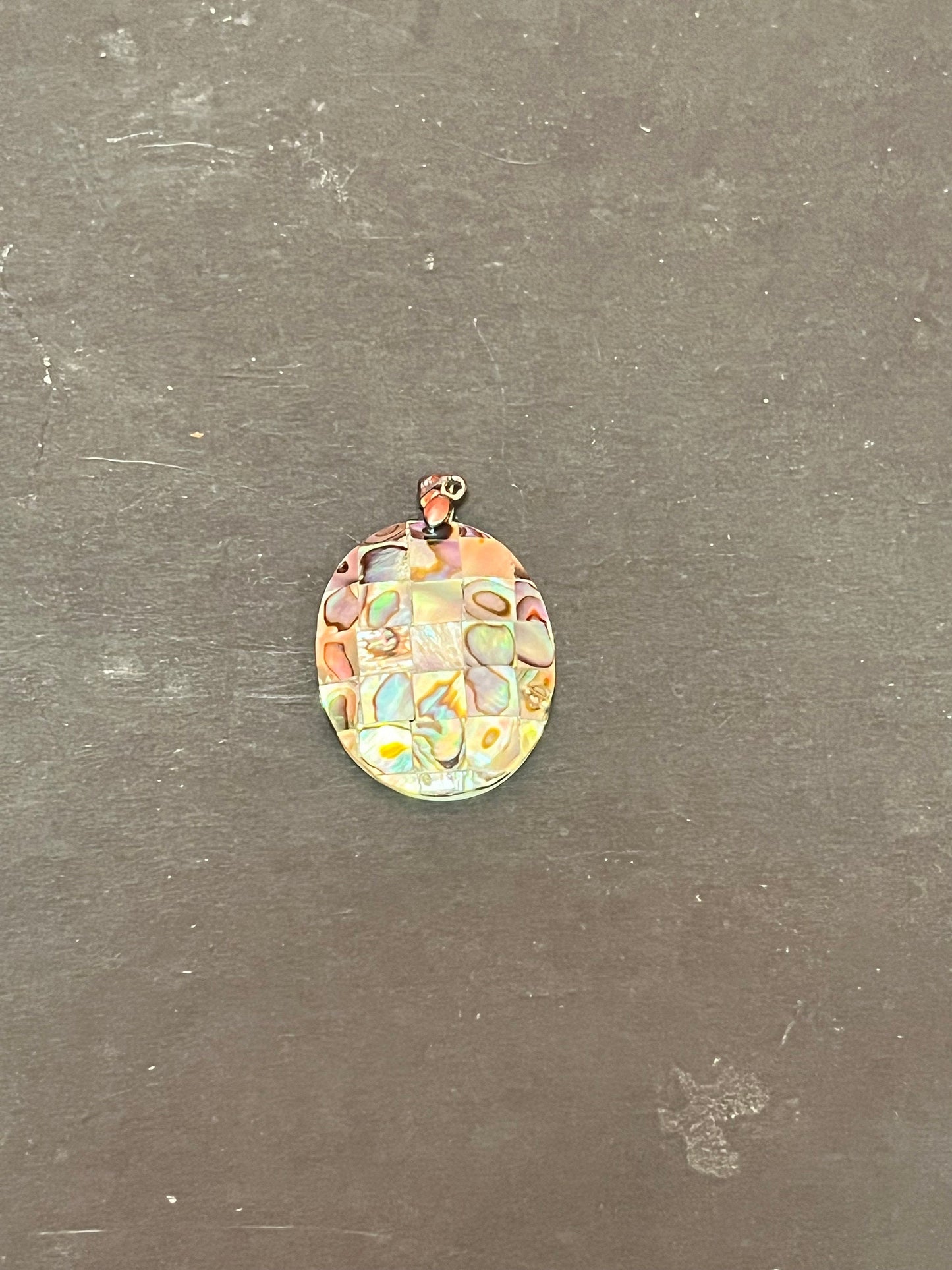 2 inch long abalone shell pendant  lovely condition