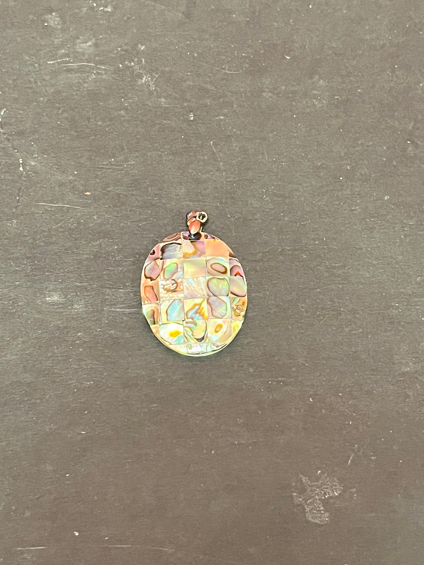 2 inch long abalone shell pendant  lovely condition