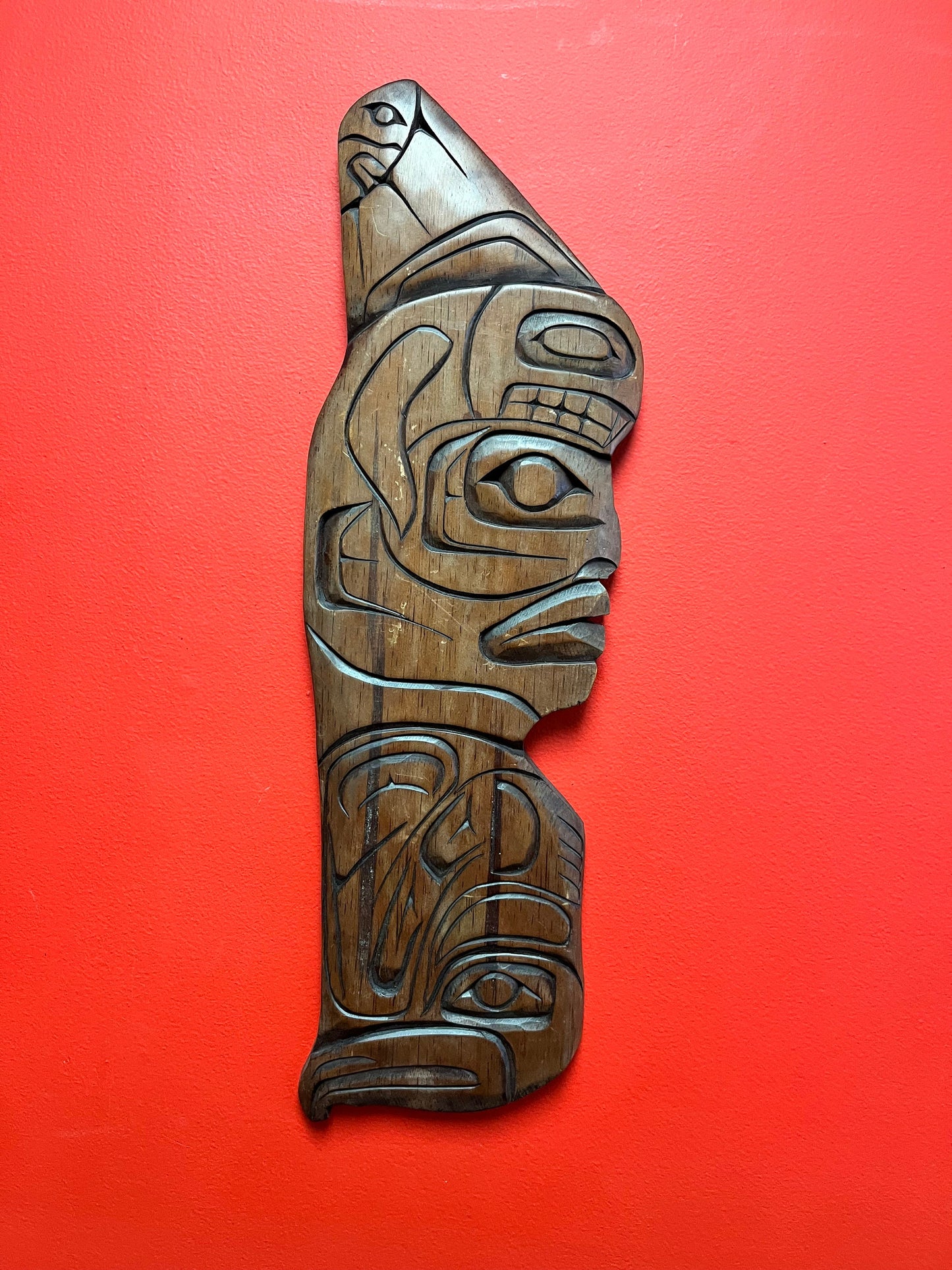 Fantastic 24 inches long indigenous first nations northwest coast transformation plaque by Chris W Webber   great detail