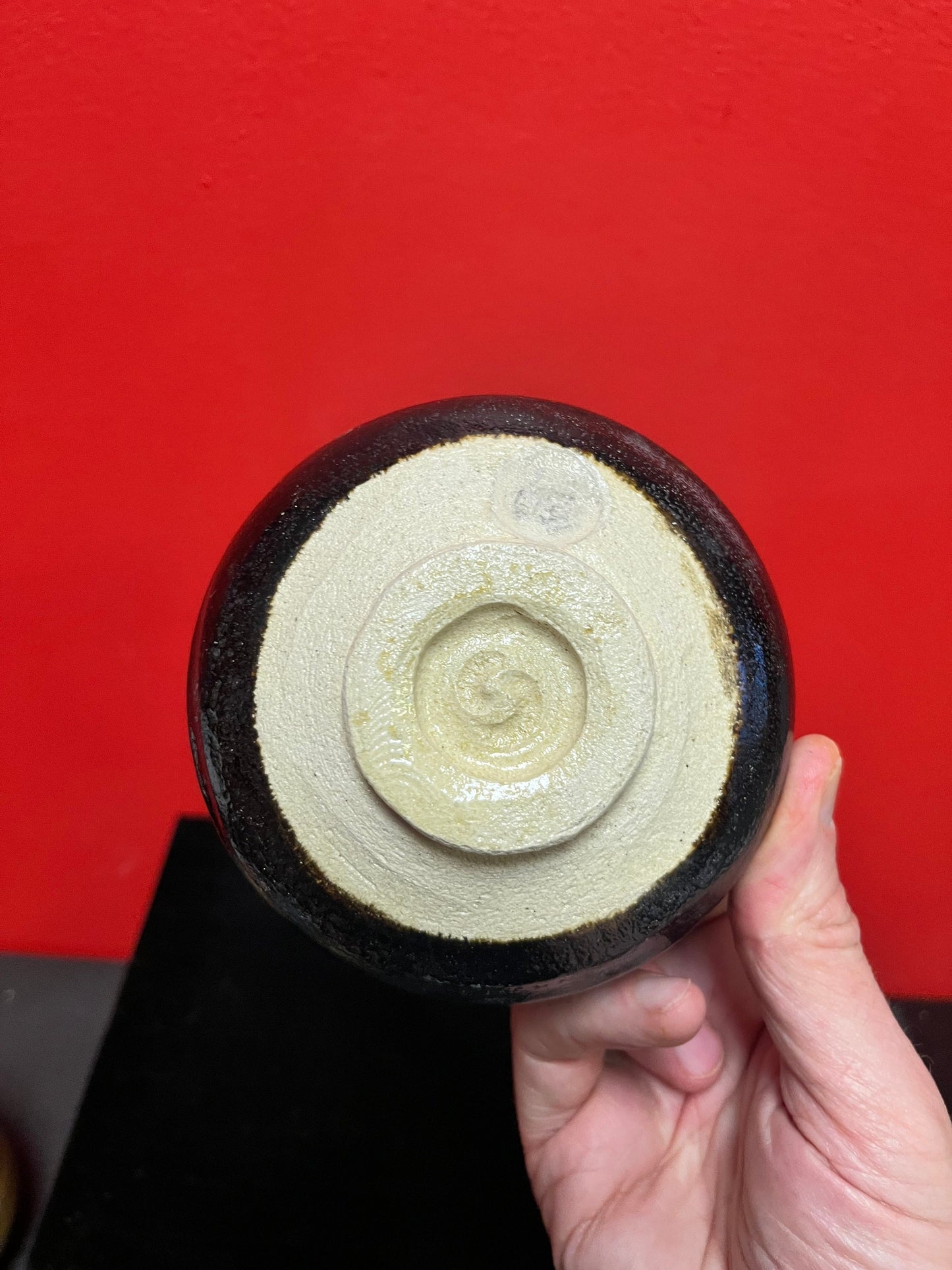 A  Fabulous 4.5 inch wide Canadian Japanese pottery  Wayne Ngan  perfect condition  certified by expert -