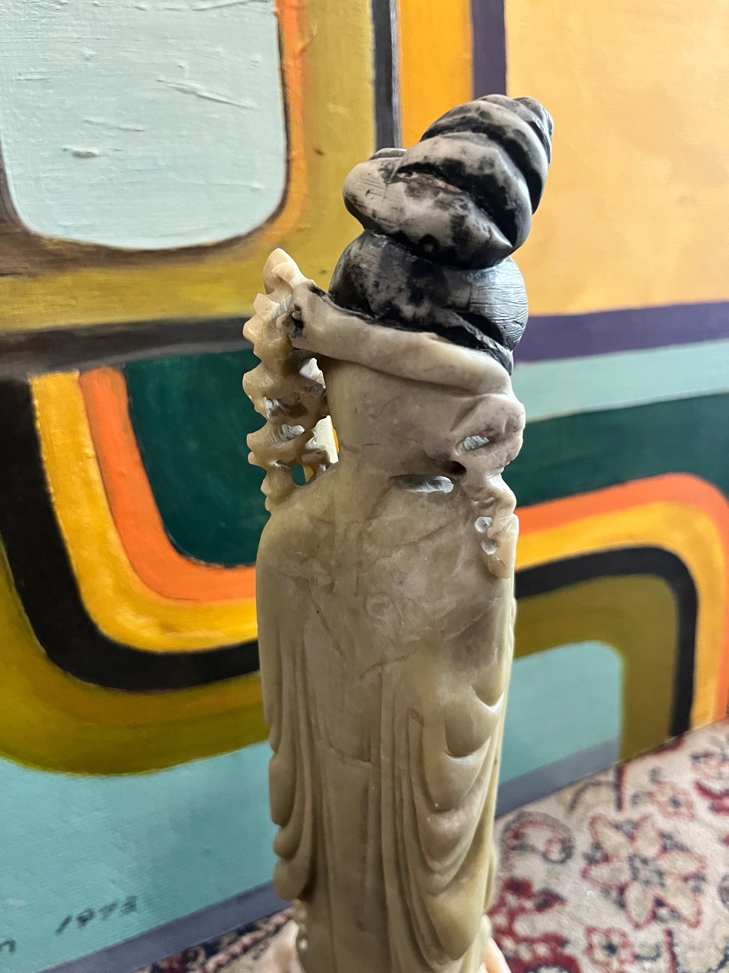A  13 inch tall stunning soapstone Chinese statue of a woman  wow  great detail