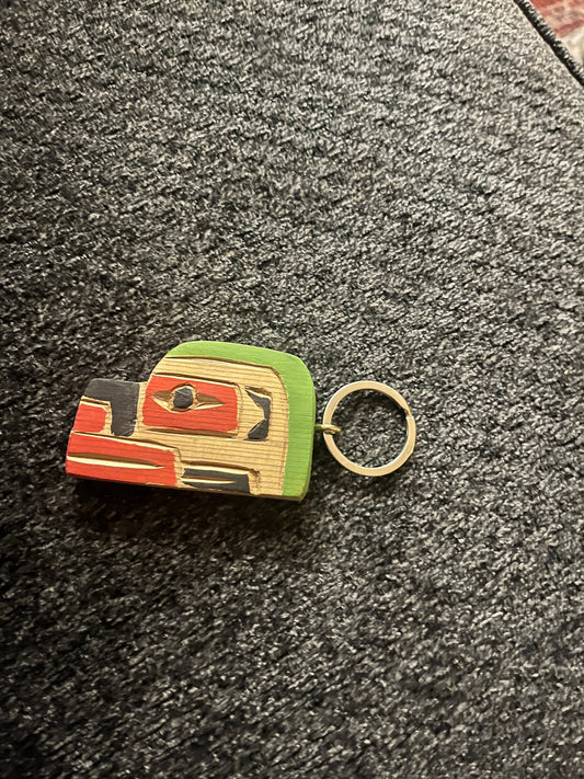 4 inch Indigenous First Nations pacific northwest coast frog  keychain carved and painted by Brad Joseph jr  great gift  good value
