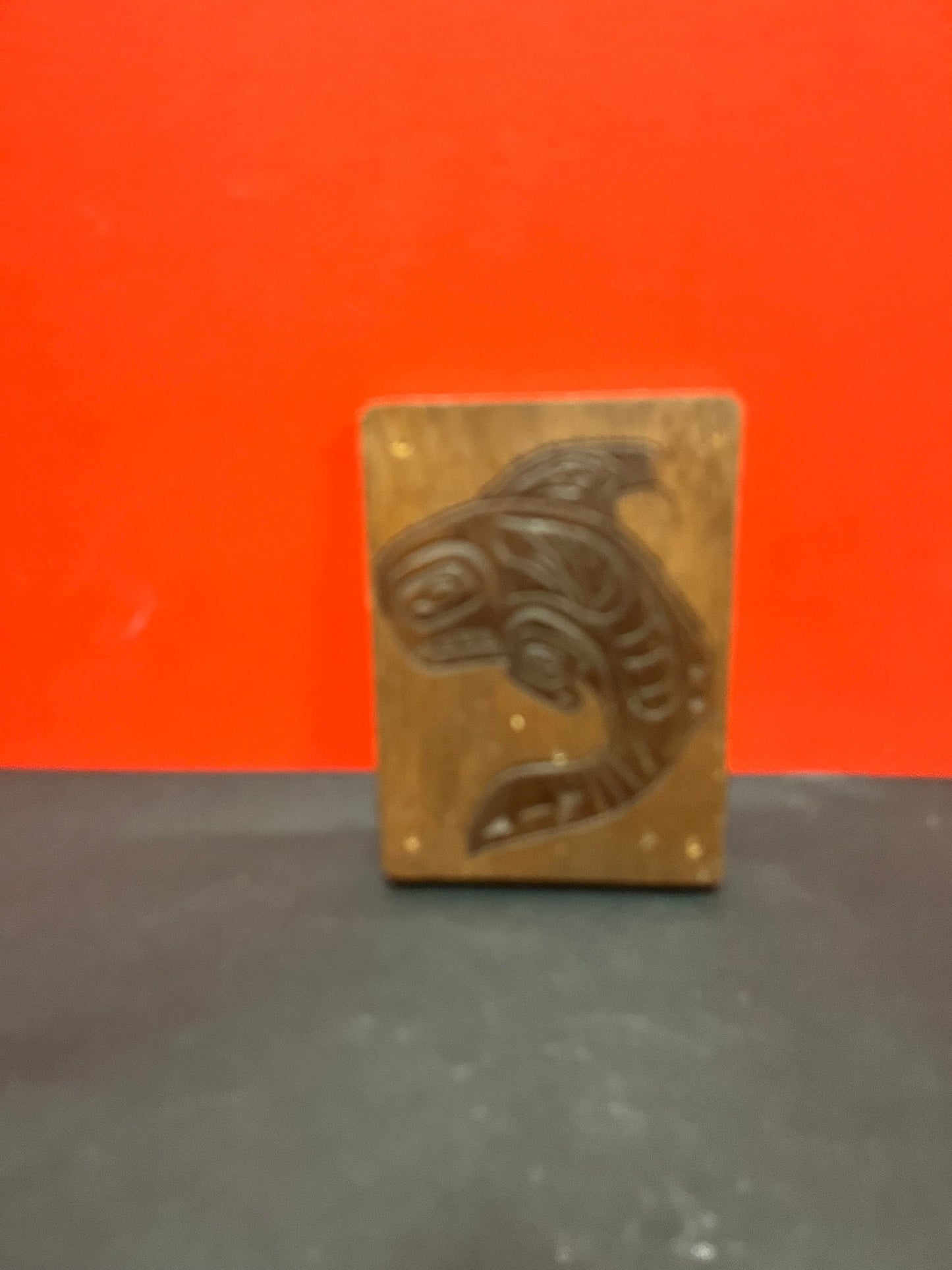 A  7 x 5 inch lovely indigenous first nations, Pacific Northwest coast Nelson Joseph signed killer whale plaque