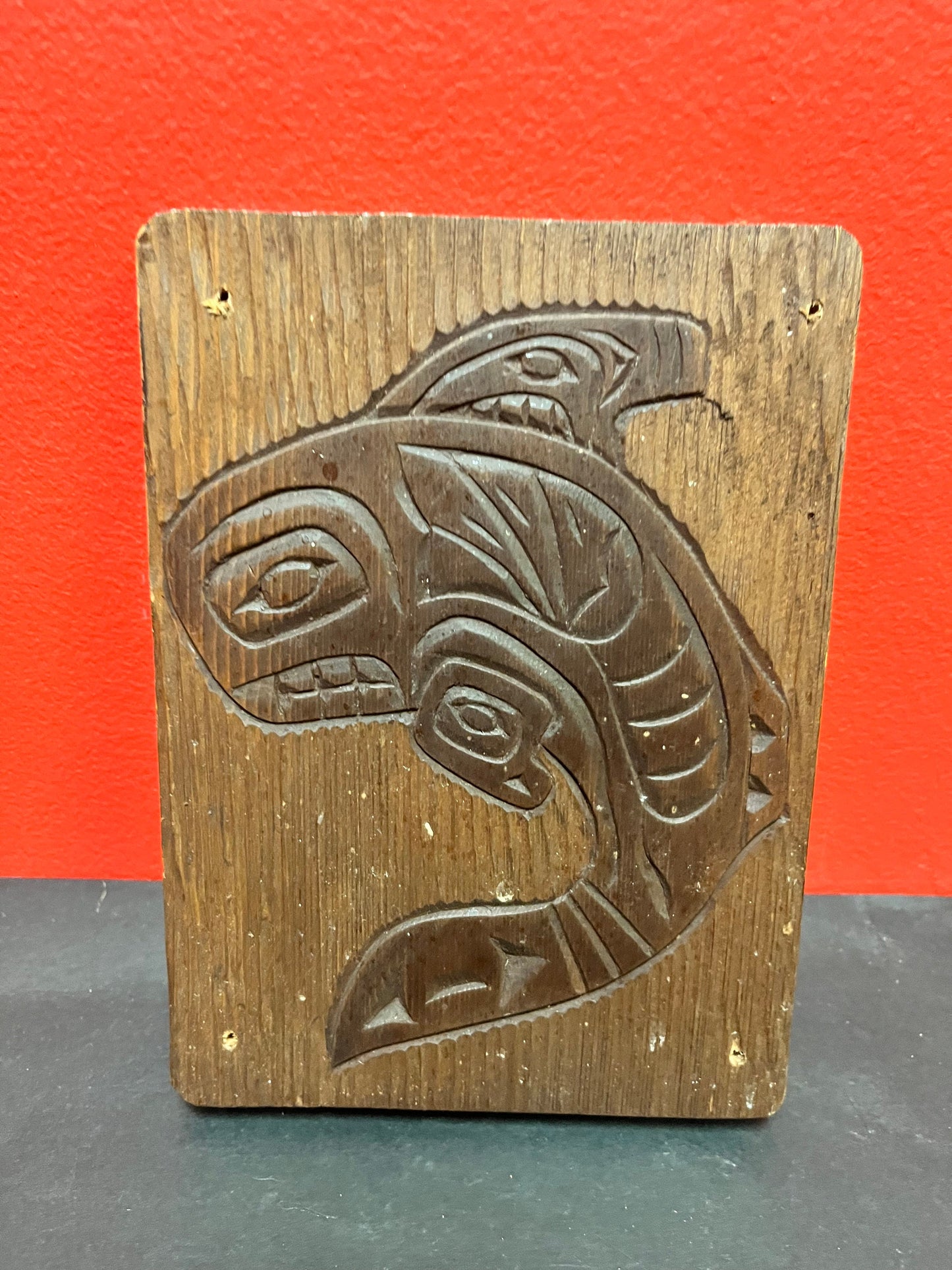 A  7 x 5 inch lovely indigenous first nations, Pacific Northwest coast Nelson Joseph signed killer whale plaque