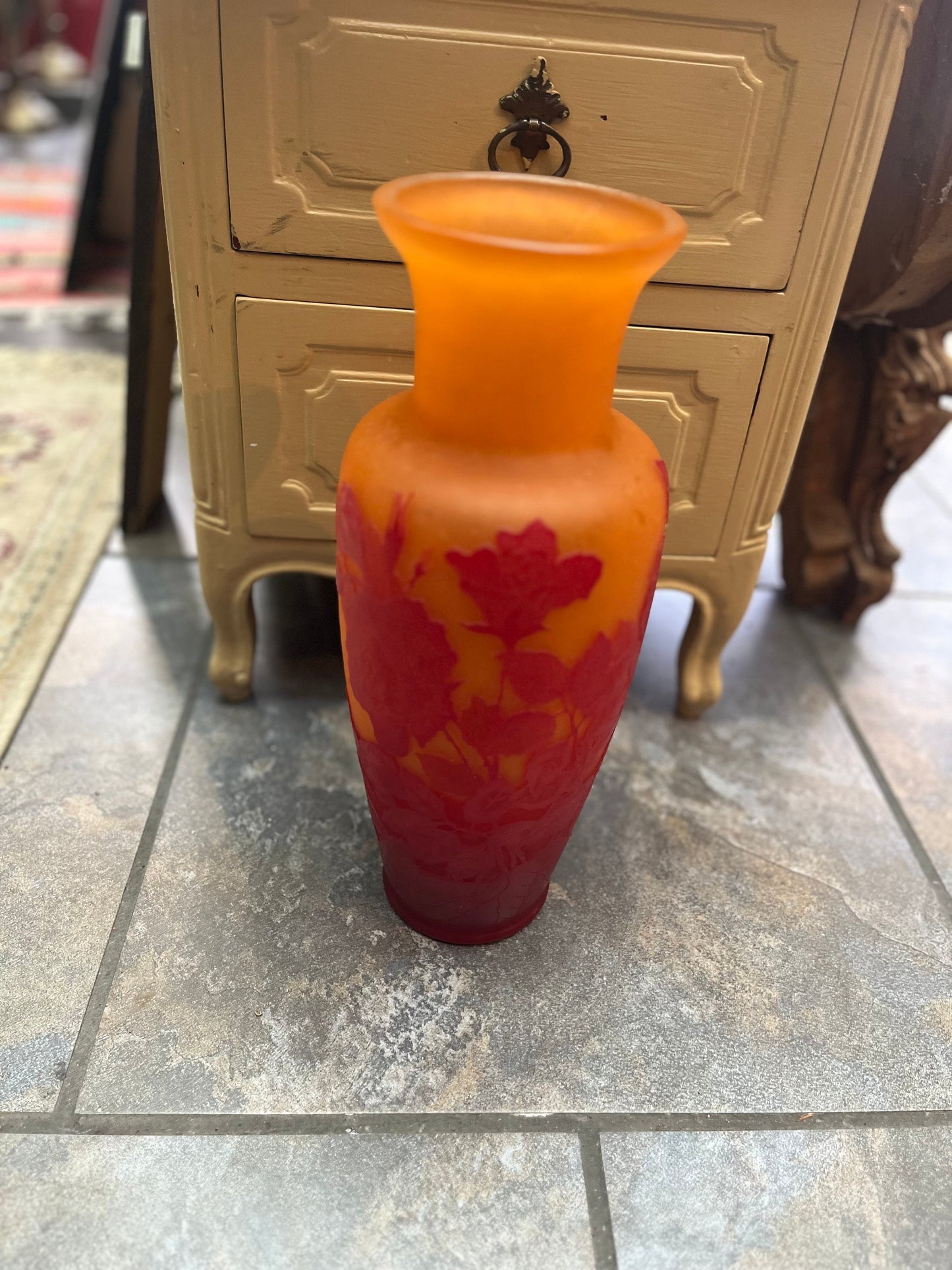 Absolutely stunning large Galle cameo vase - 15 inch high  great condition   top quality reproduction -