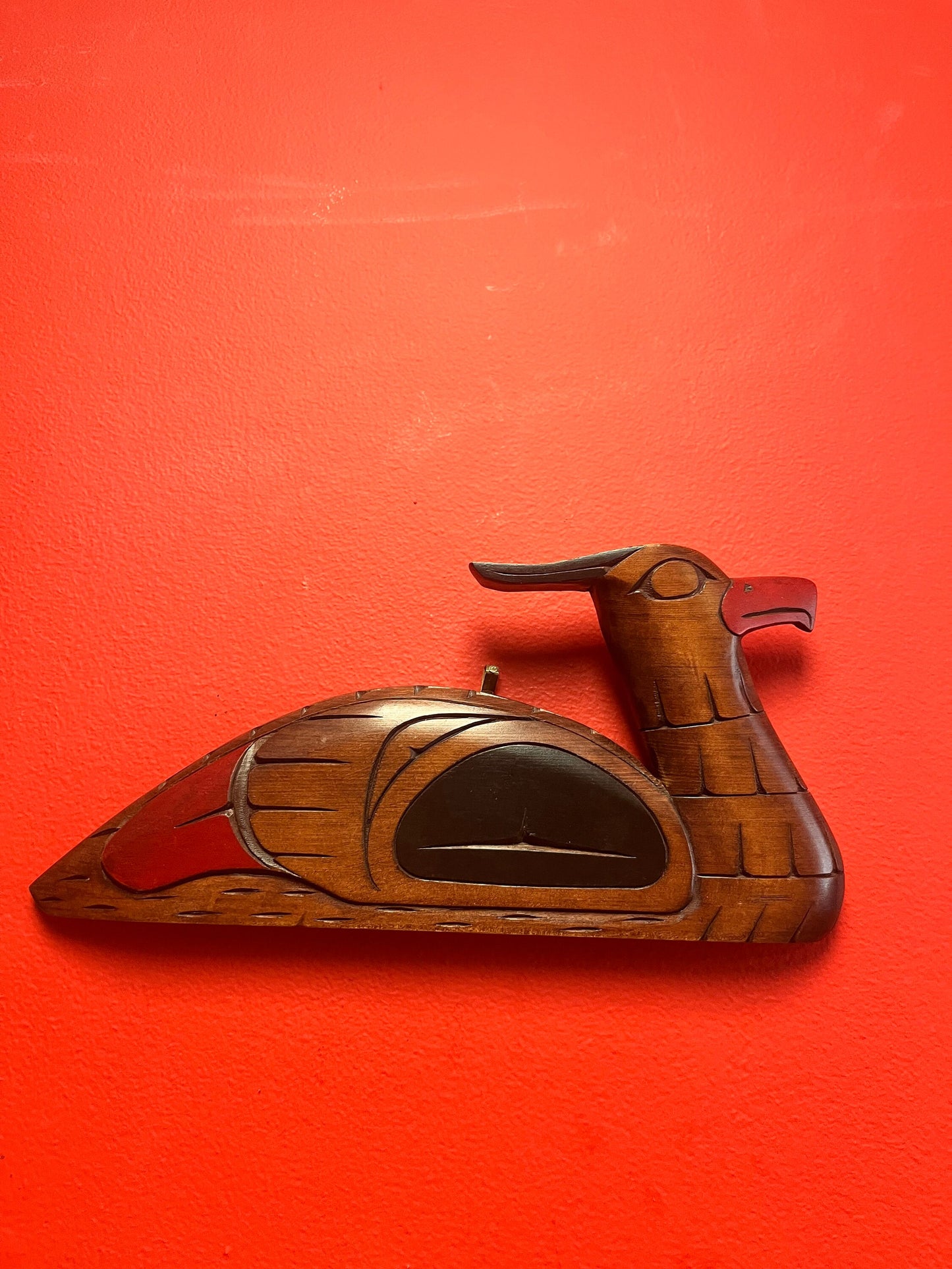 Lovely 11 inch long 6 inch high indigenous, first nations Pacific northwest coast, detailed Cedar loon by  Ralph Edgar
