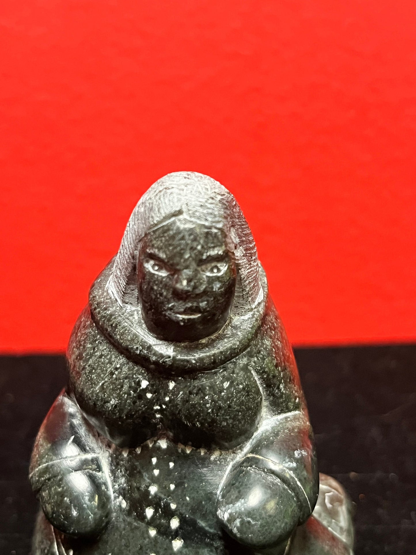 Exquisite museum quality  signed 3 inch tall antique, female artist indigenous  Inuit statue of a woman  intense quality and detail