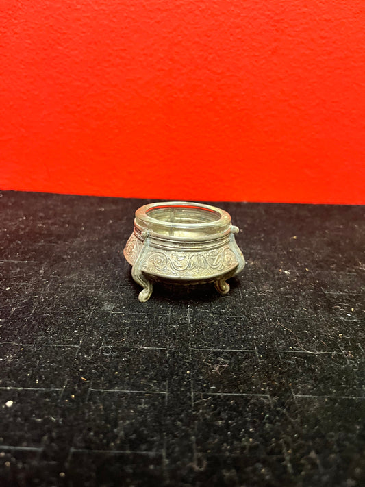 Small  European silver untested salt with liner