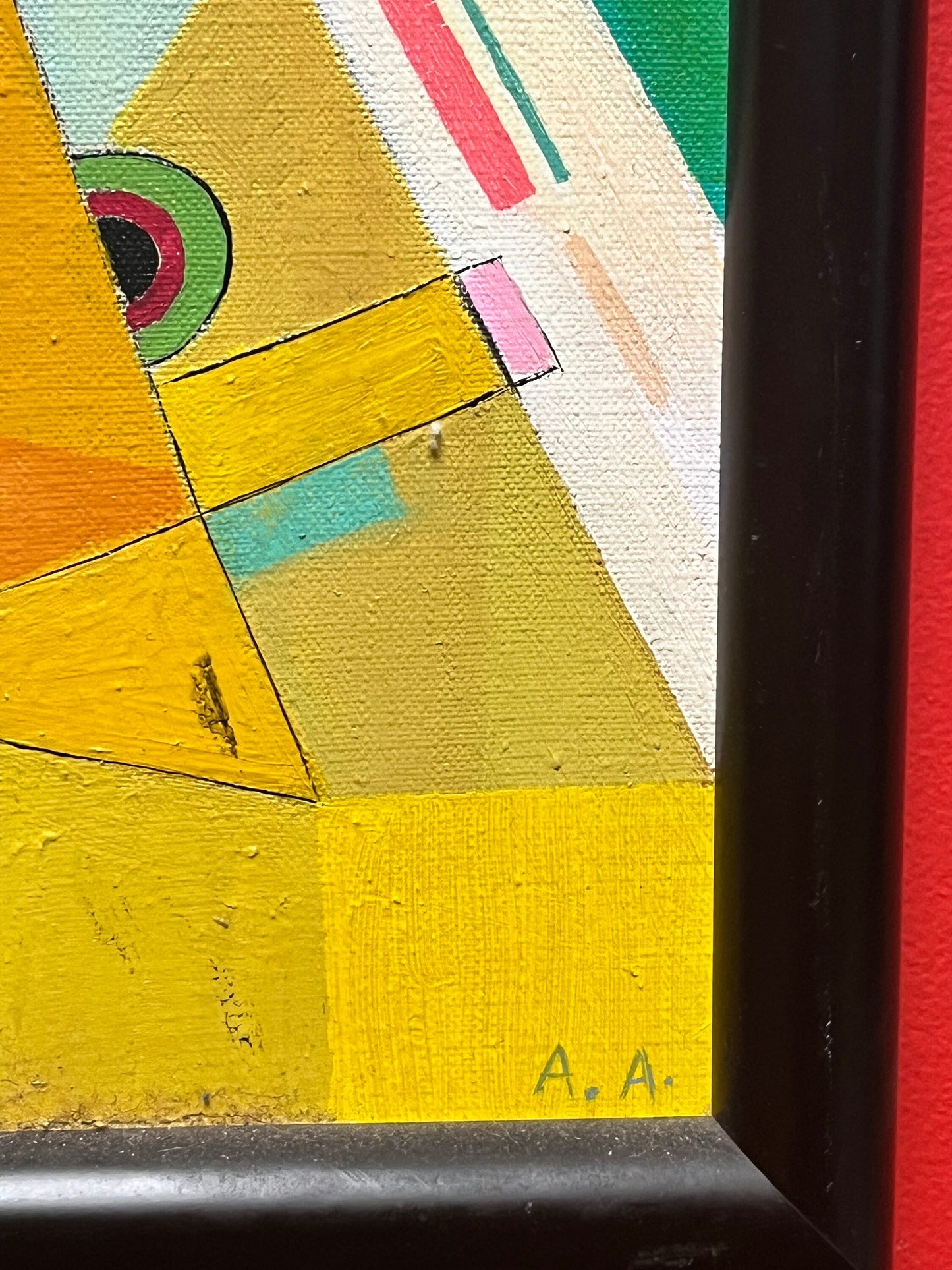 Stunning 22 x 17 wide 1960s psychedelic abstract, acrylic painting on canvas in frame  signed  wow