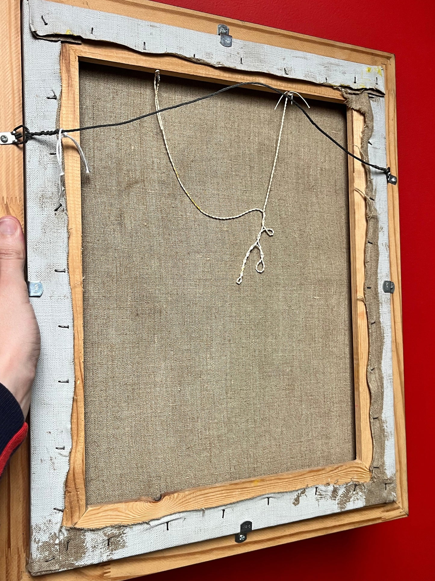 Stunning 22 x 17 wide 1960s psychedelic abstract, acrylic painting on canvas in frame  signed  wow