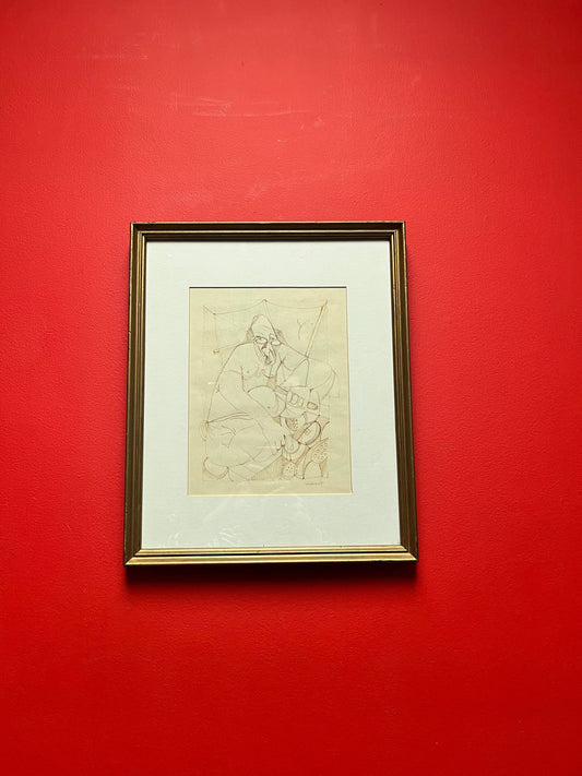 Spectacular 16 x 13 wide original etching signed Vincent in gilt  frame  in the style of Vincent van Gogh  fabulous look