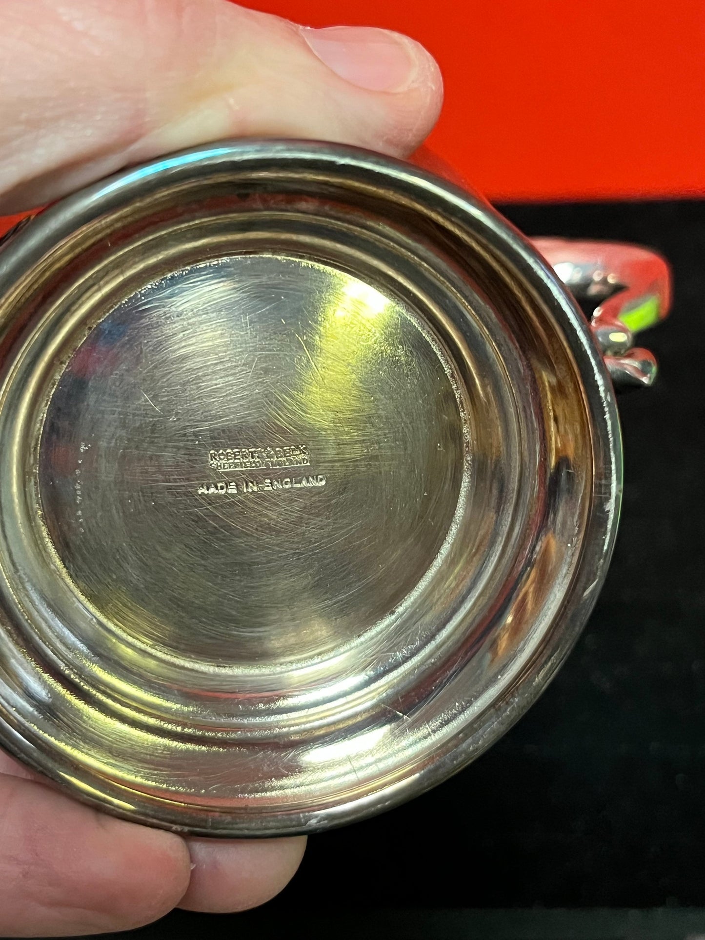 Lovely 4 inch high silver plated English mug - great gift