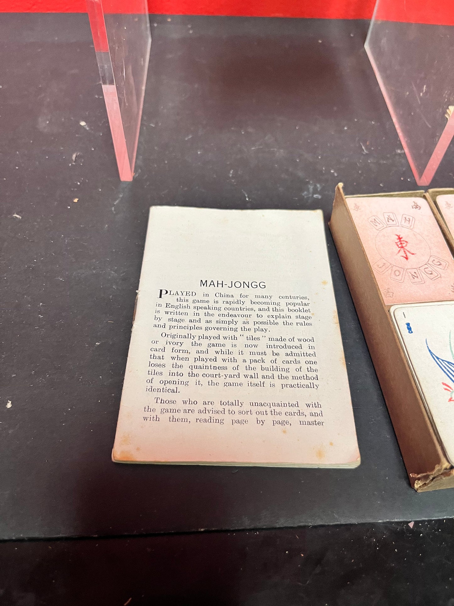 Antique made in England, Chinese MAH  JONGG set in box  pretty good condition except box  seems complete Unusual