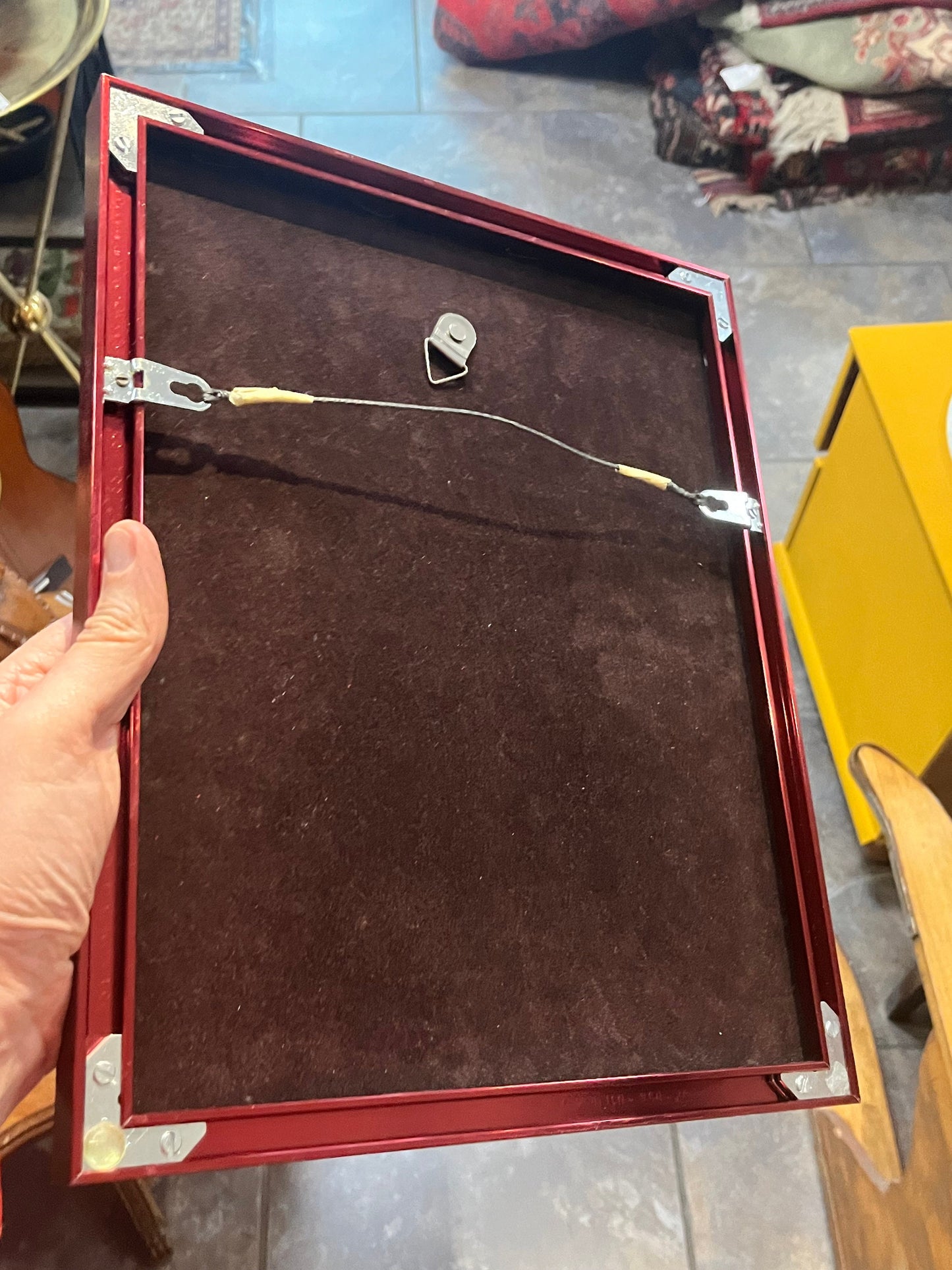 A  14 x 11 heavy metal enamelled picture in frame  signed and heavy  amazing detail and quality  wow