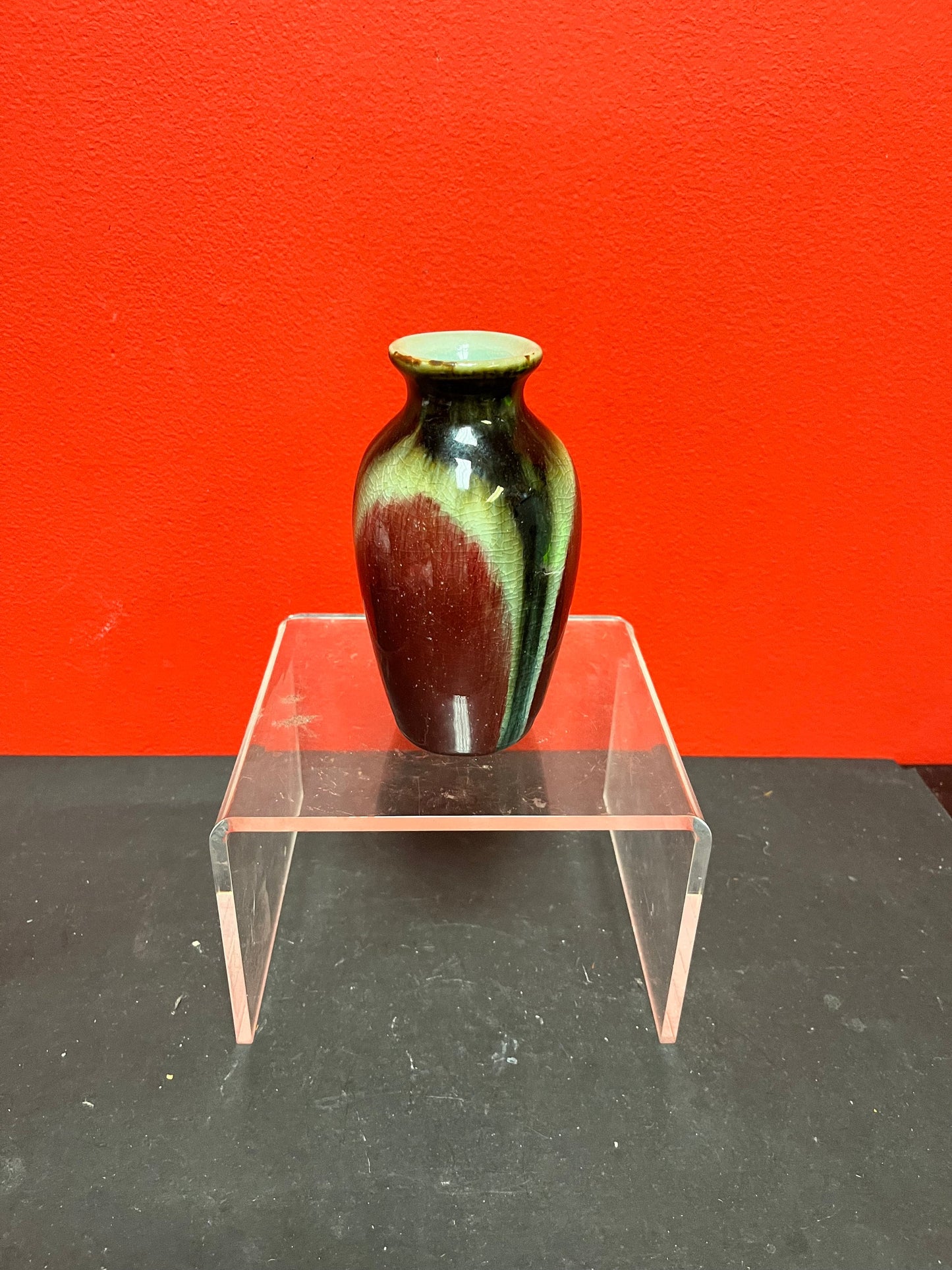Lovely 6 inch tall Chinese drip glaze vase