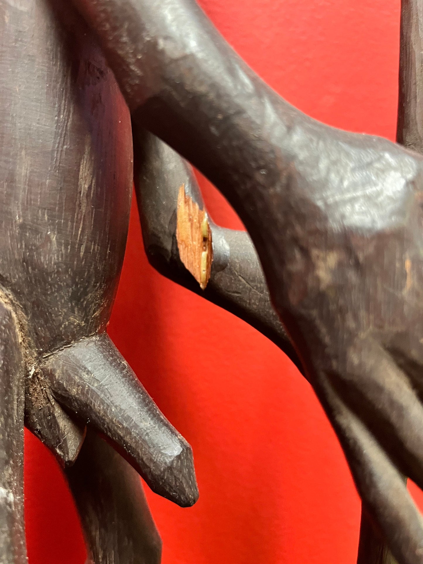 Stunning rare antique African lobi statue  couple small cracks  wonderful imagery and Patina- 16 inches tall