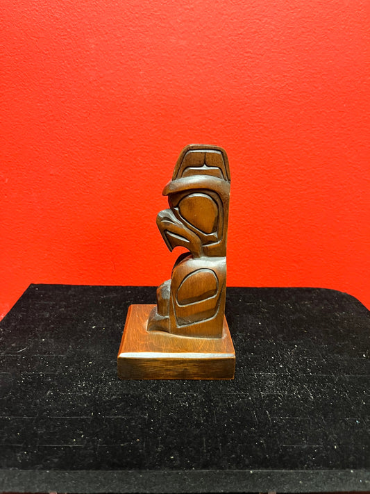Lovely 6 inch high Thunderbird totem signed on back by Joe Becker  indigenous first nations northwest coast  intricate d