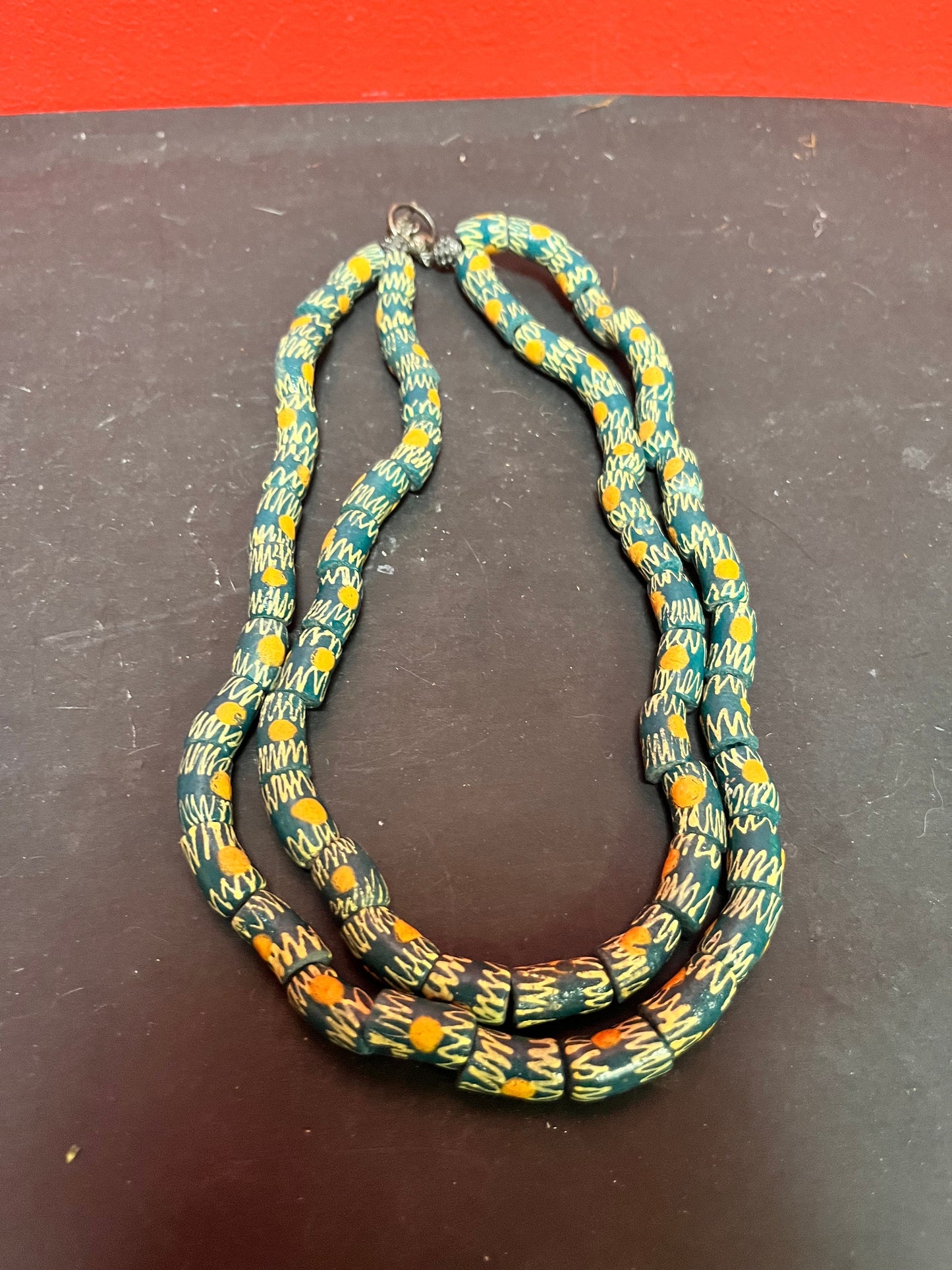 Stunning African antique trade bead, glass necklace  each strand about 20 inches long  wonderful quality