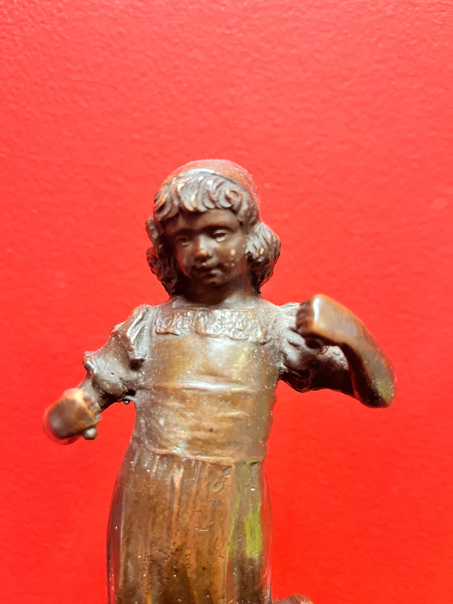 Spectacular 11 inch tall signed and dated 1906 bronze lady on wood stand  wonderful Patina and quality  bronze antique beauty!