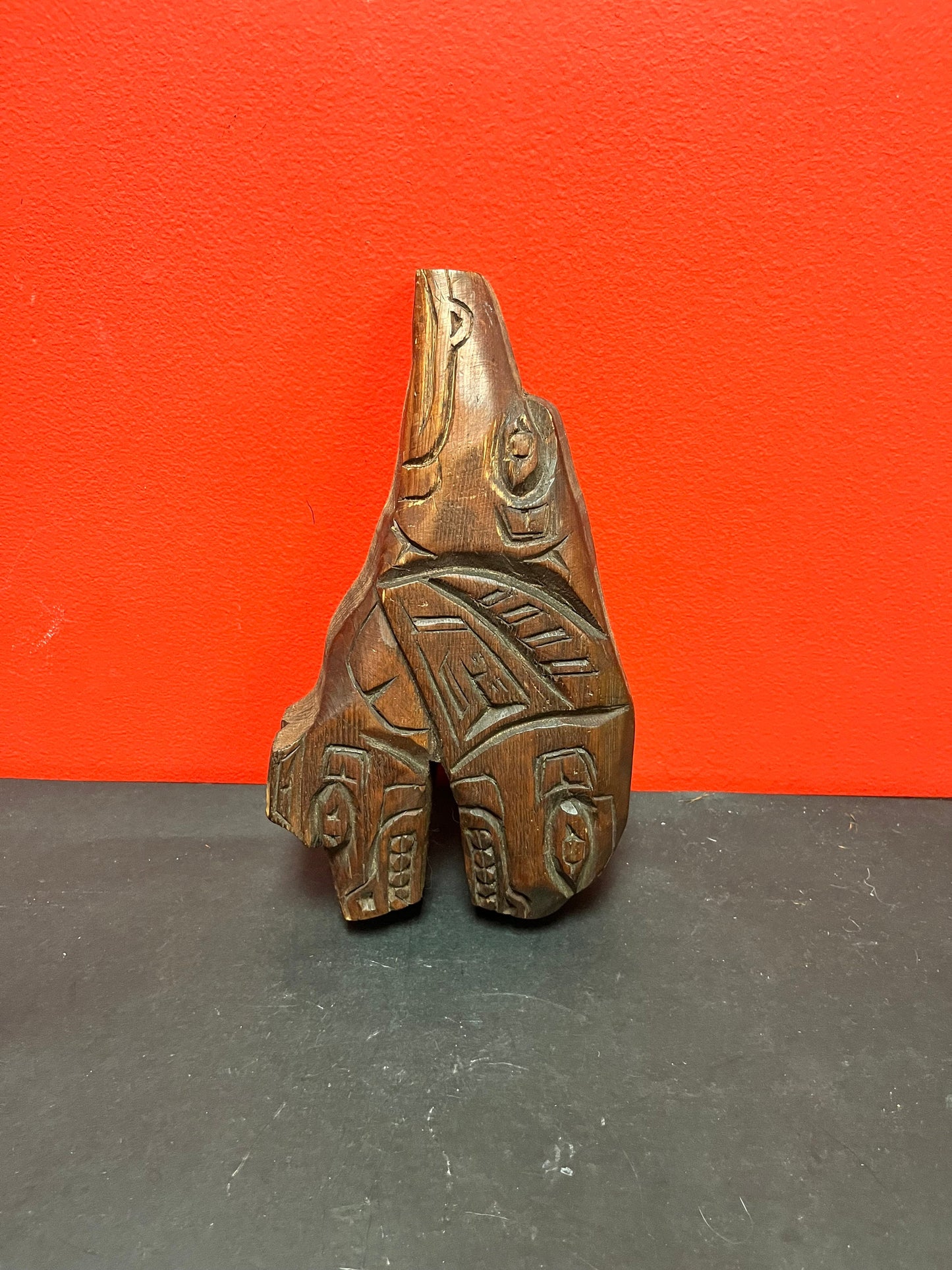 11 x 6 x 2 thick Indigenous first nations Pacific northwest Coast plaque  Female artist  Killer whale transformation  Needs a hanger