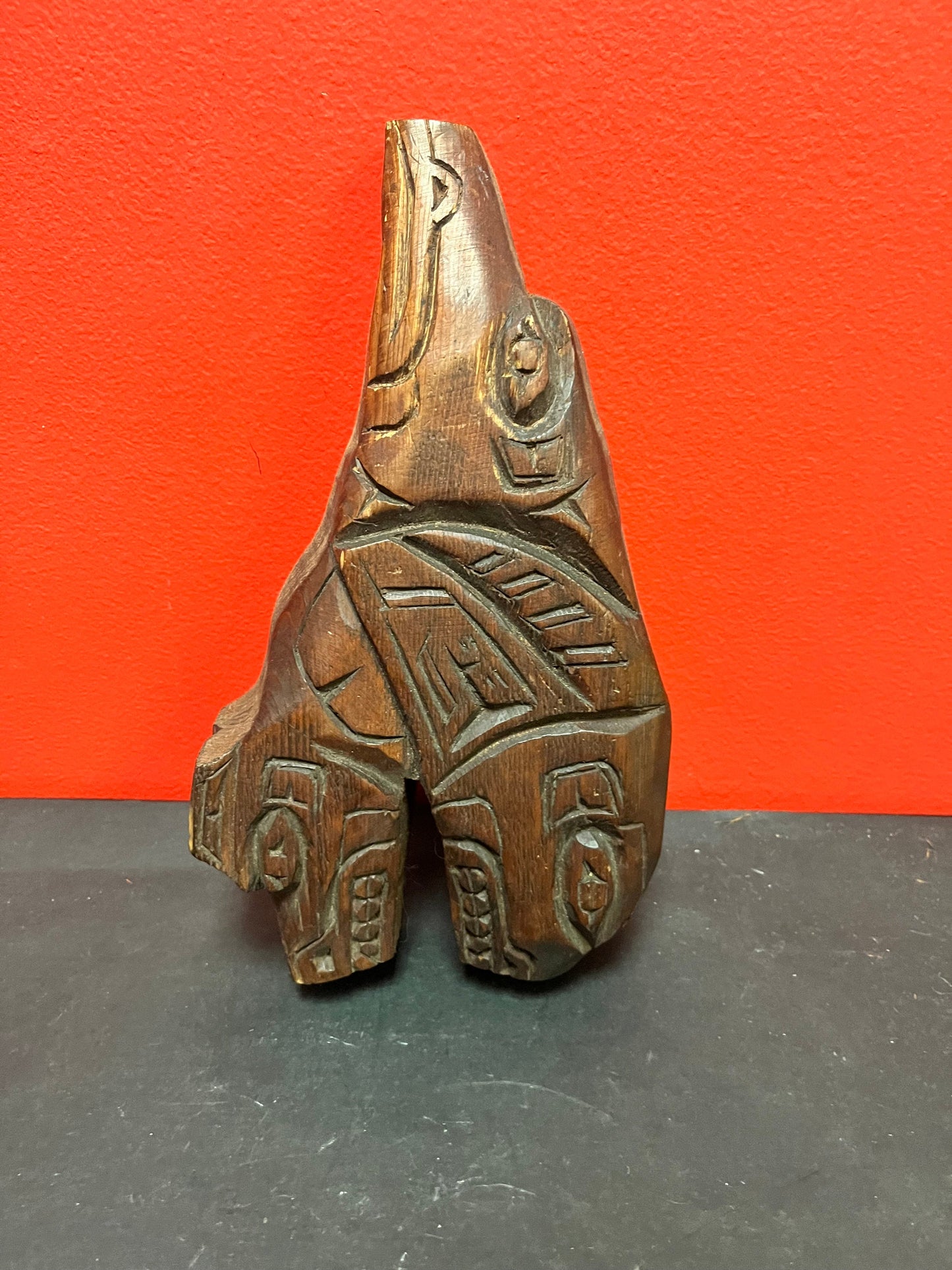 11 x 6 x 2 thick Indigenous first nations Pacific northwest Coast plaque  Female artist  Killer whale transformation  Needs a hanger