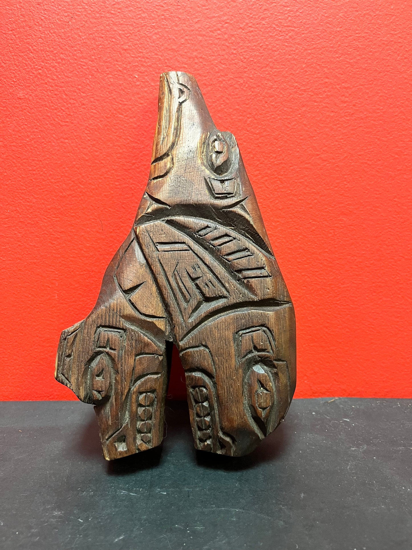 11 x 6 x 2 thick Indigenous first nations Pacific northwest Coast plaque  Female artist  Killer whale transformation  Needs a hanger