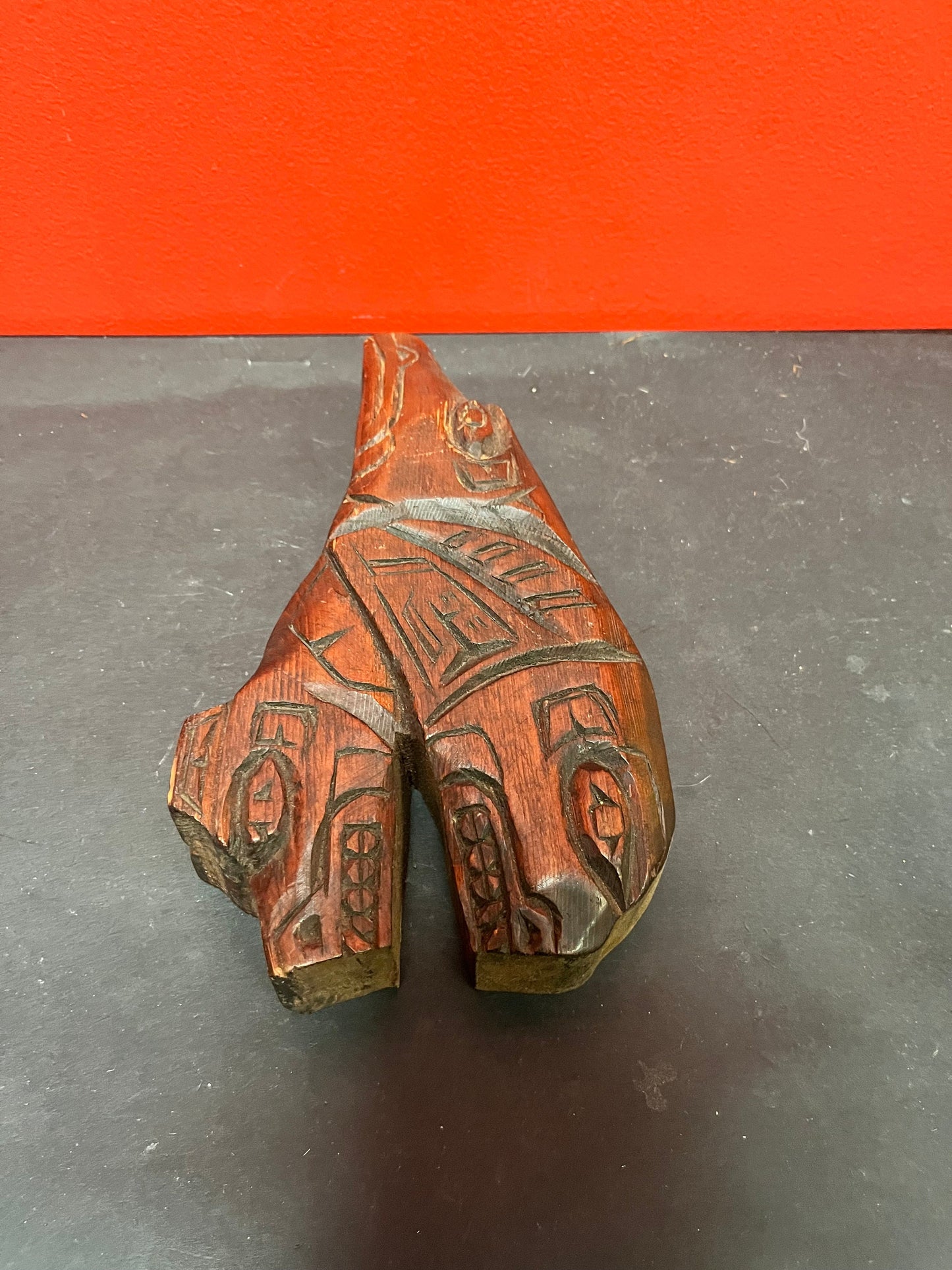 11 x 6 x 2 thick Indigenous first nations Pacific northwest Coast plaque  Female artist  Killer whale transformation  Needs a hanger